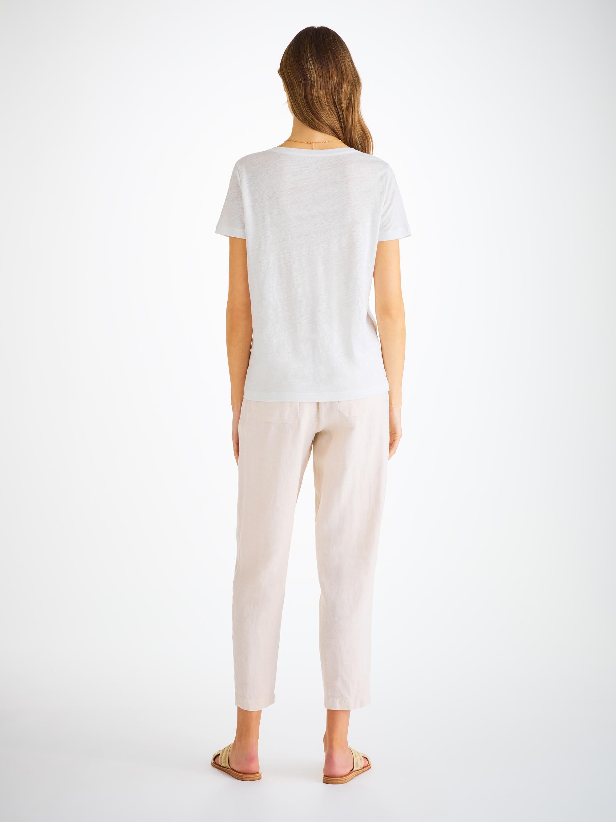 Women's V-Neck T-Shirt Jordan Linen White