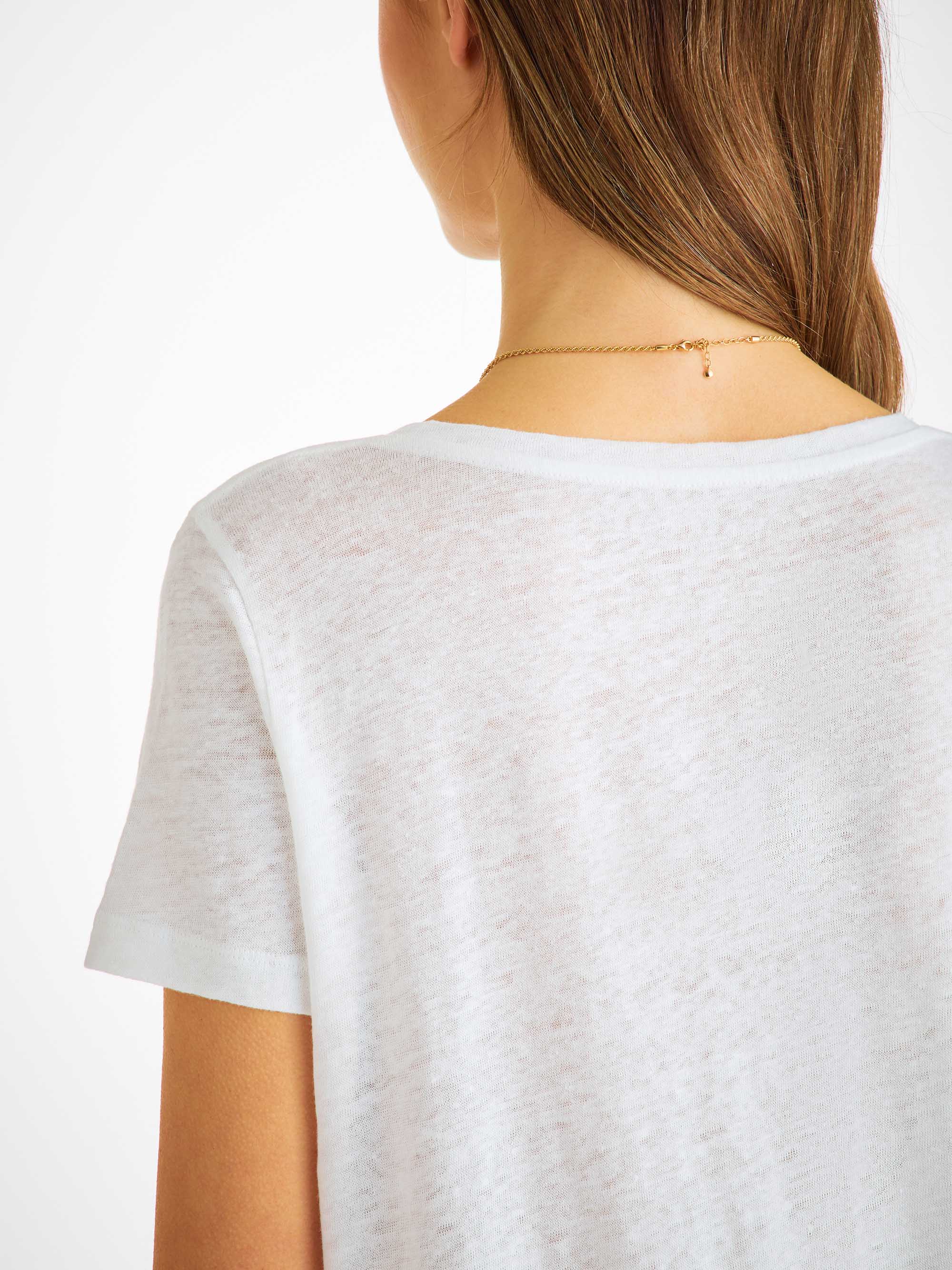 Women's V-Neck T-Shirt Jordan Linen White