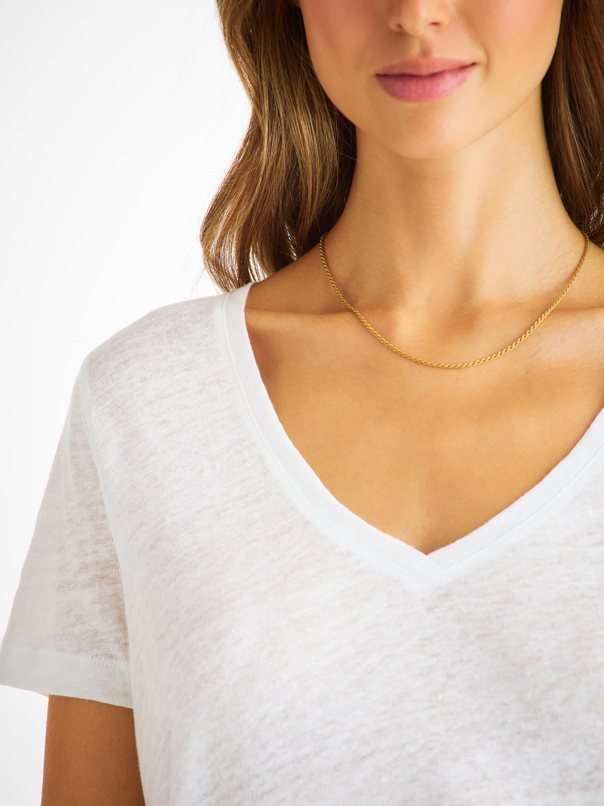 Women's V-Neck T-Shirt Jordan Linen White