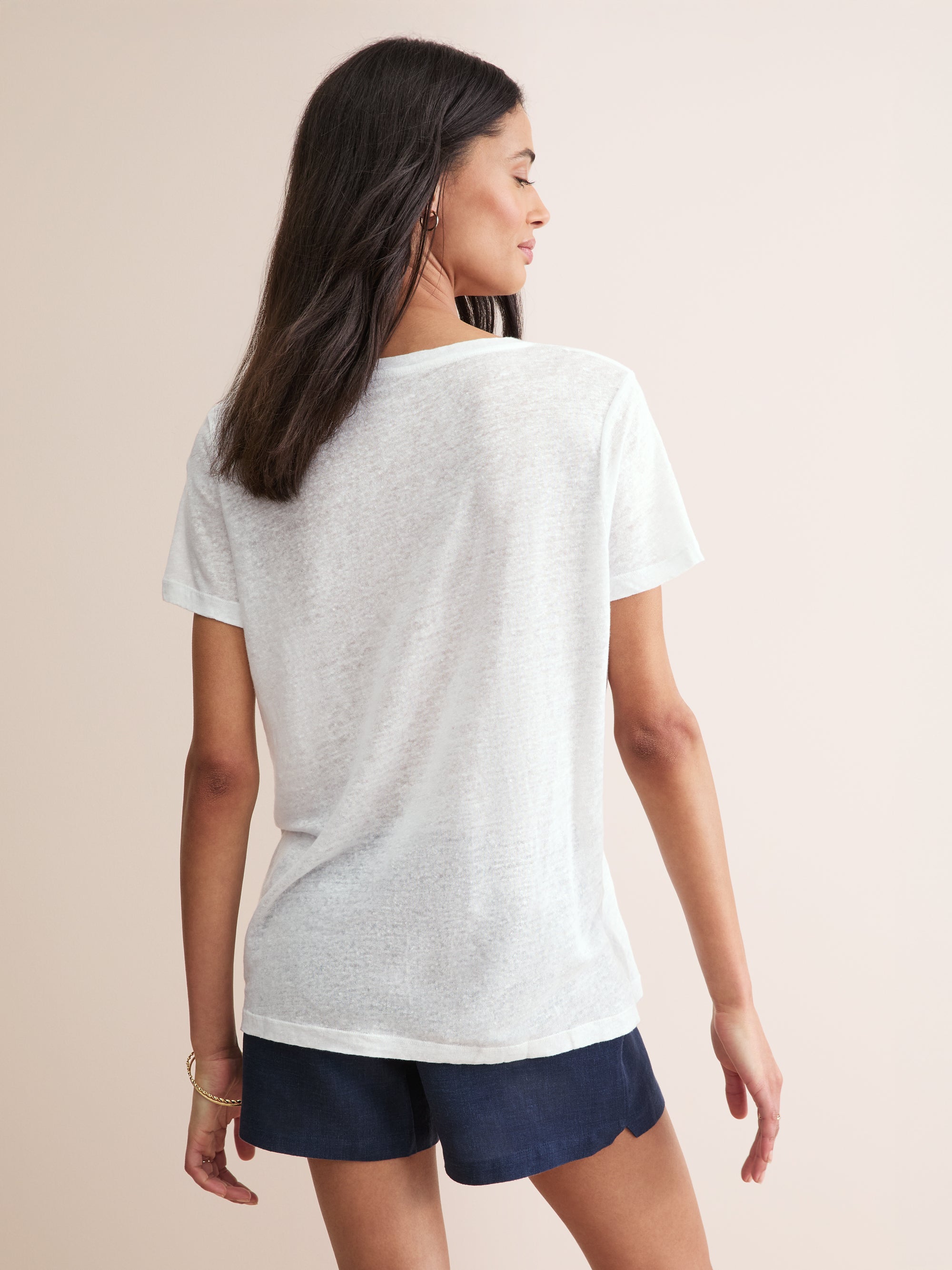 Women's V-Neck T-Shirt Jordan Linen White