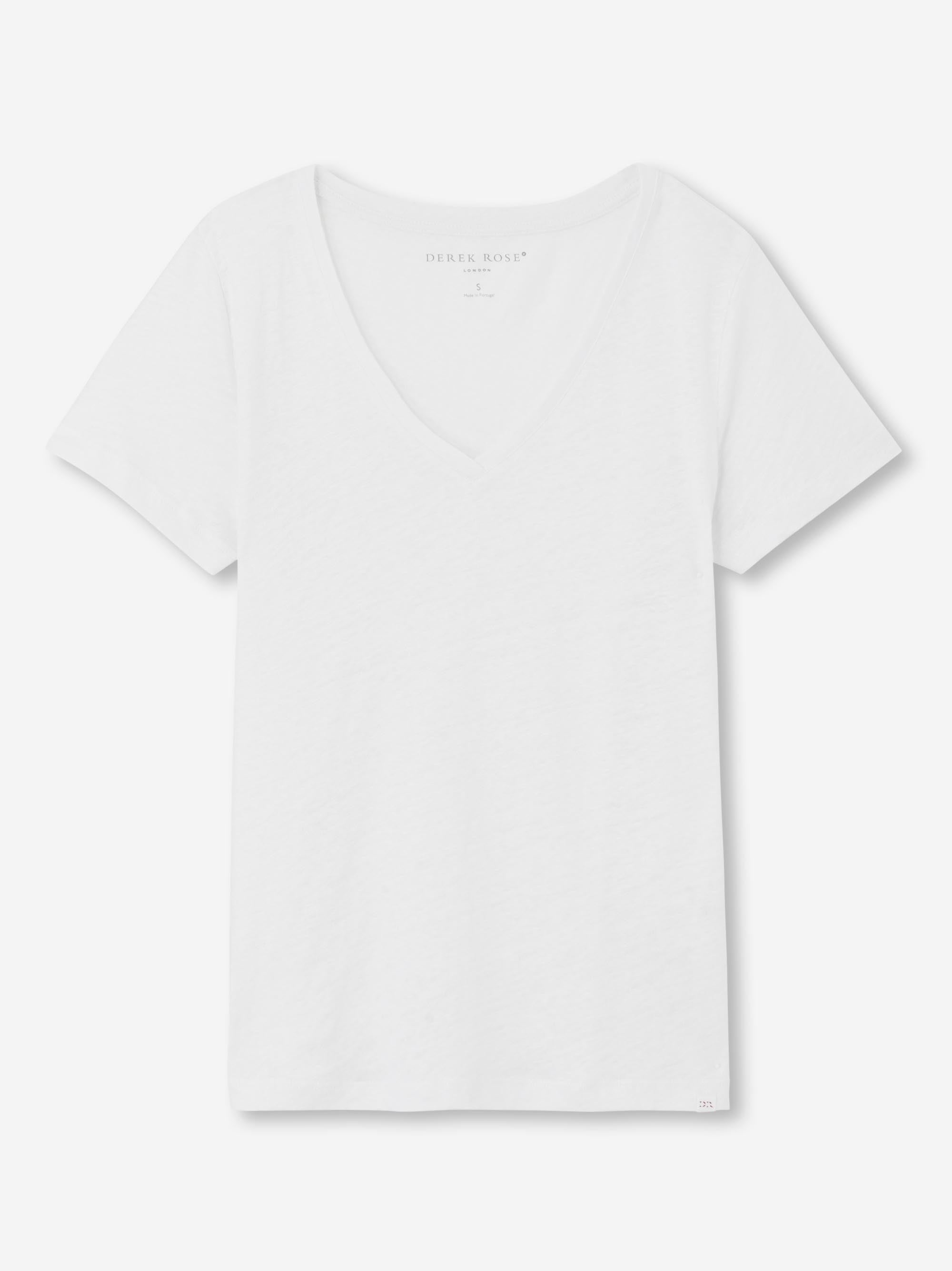 Women's V-Neck T-Shirt Jordan Linen White