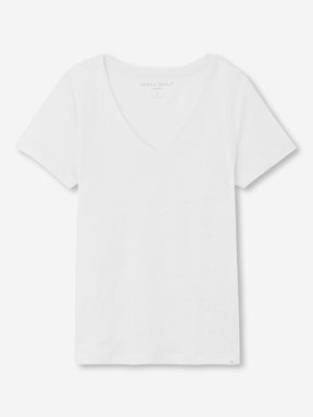 Women's V-Neck T-Shirt Jordan Linen White