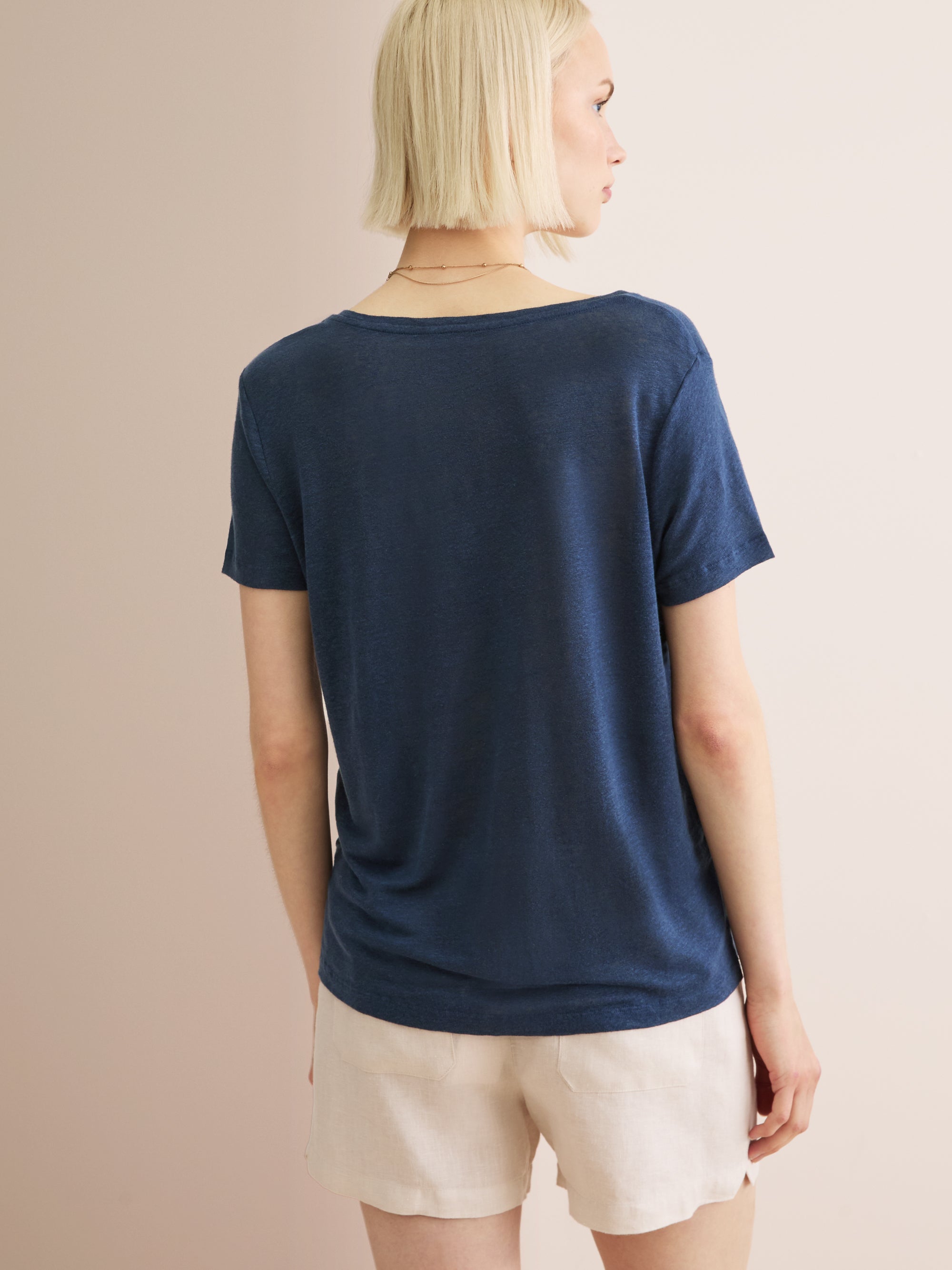 Women's V-Neck T-Shirt Jordan Linen Navy