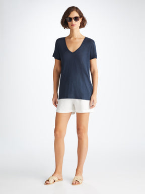 Women's V-Neck T-Shirt Jordan Linen Navy