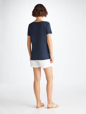 Women's V-Neck T-Shirt Jordan Linen Navy