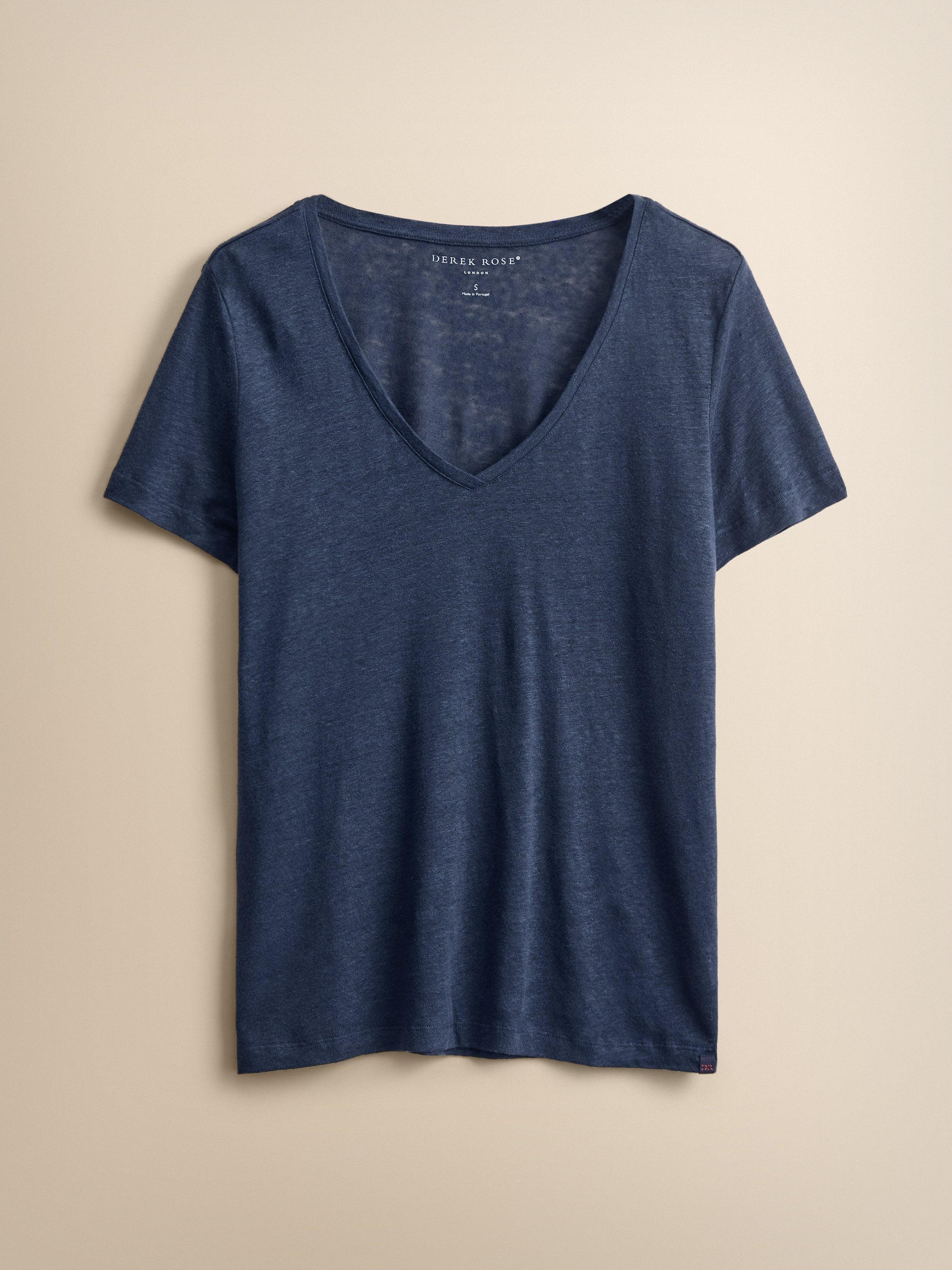 Jordan Linen V-Neck T-Shirt Navy Blue