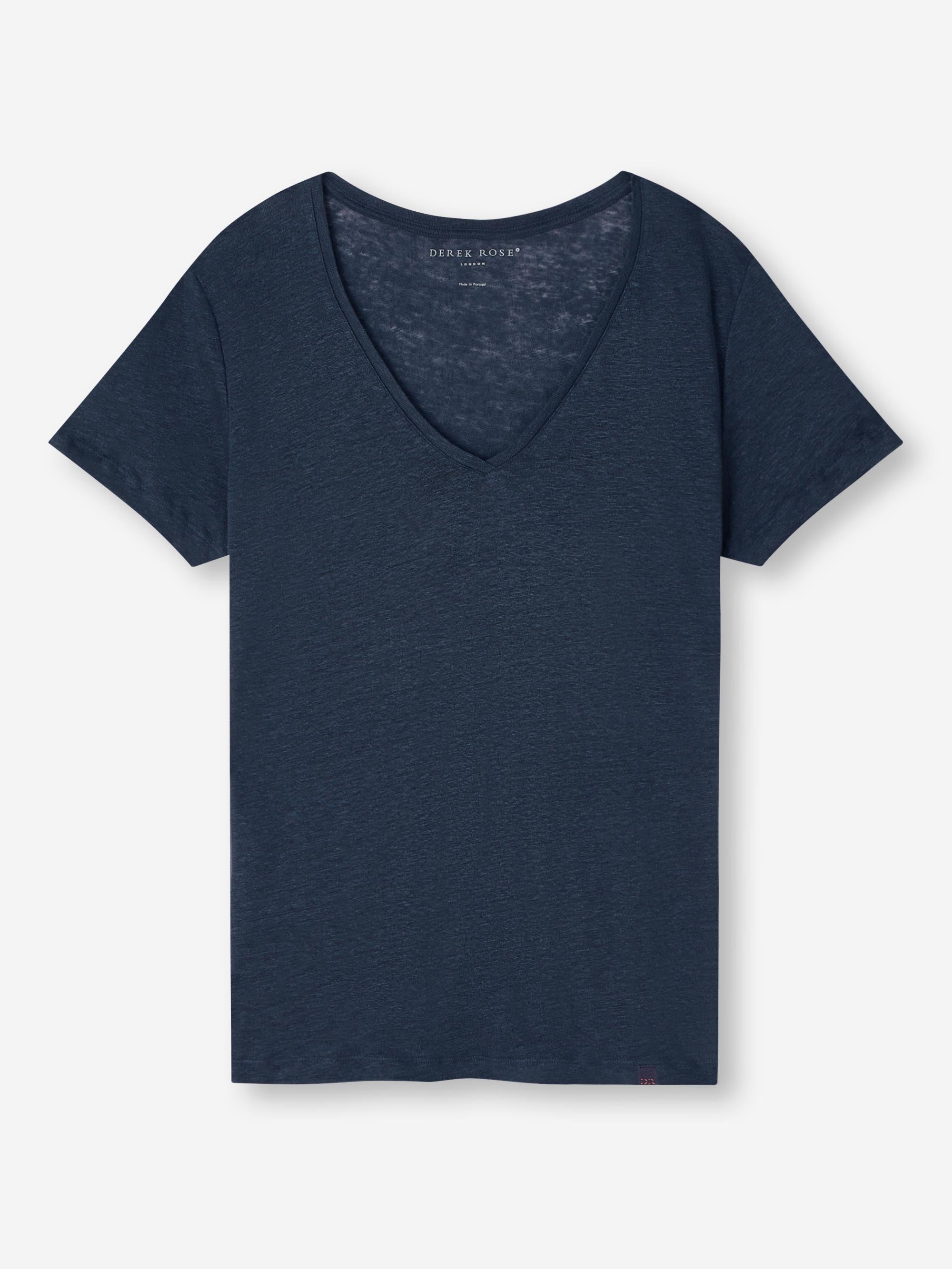 Women's V-Neck T-Shirt Jordan Linen Navy
