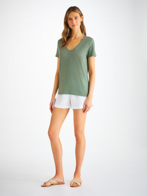 Women's V-Neck T-Shirt Jordan Linen Sage Green