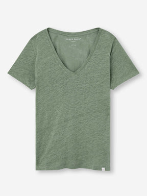 Women's V-Neck T-Shirt Jordan Linen Sage Green