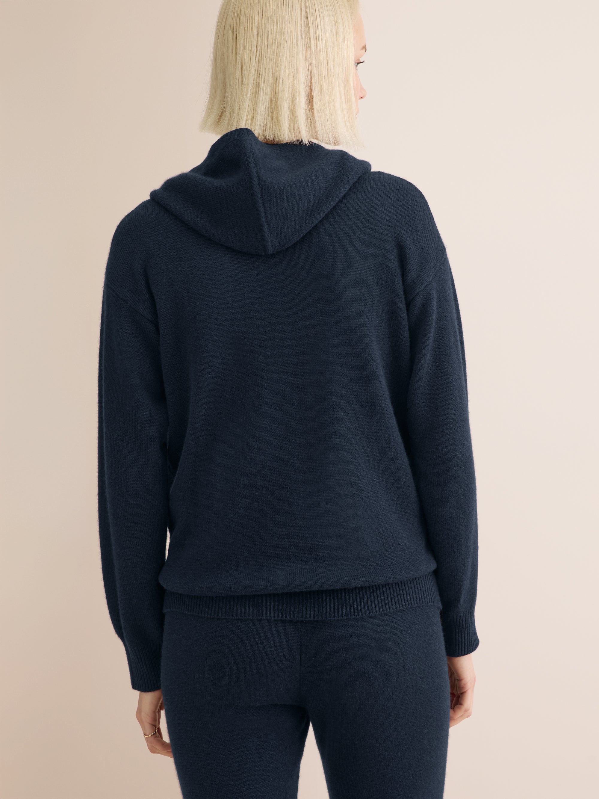 Women's Zip Up Hoodie Daphne Cashmere Navy