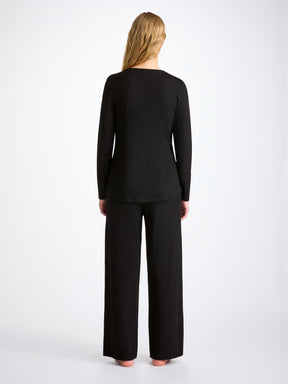 Women's Long Sleeve T-Shirt Lara Micro Modal Stretch Black