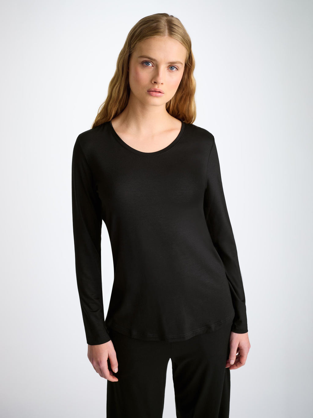 Lara Micro Modal Long Sleeve T-Shirt Black
