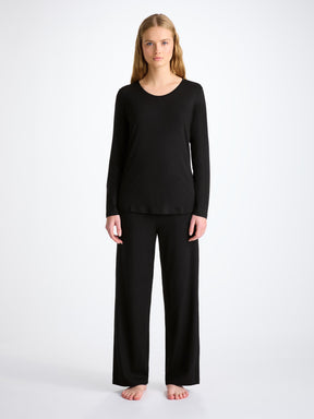 Women's Long Sleeve T-Shirt Lara Micro Modal Stretch Black