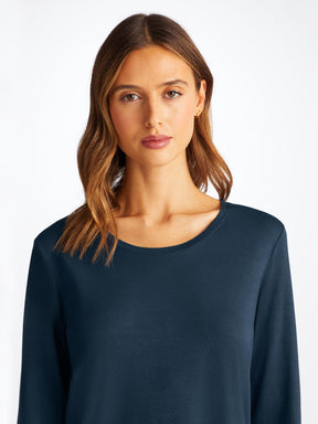 Women's Long Sleeve T-Shirt Lara Micro Modal Stretch Navy