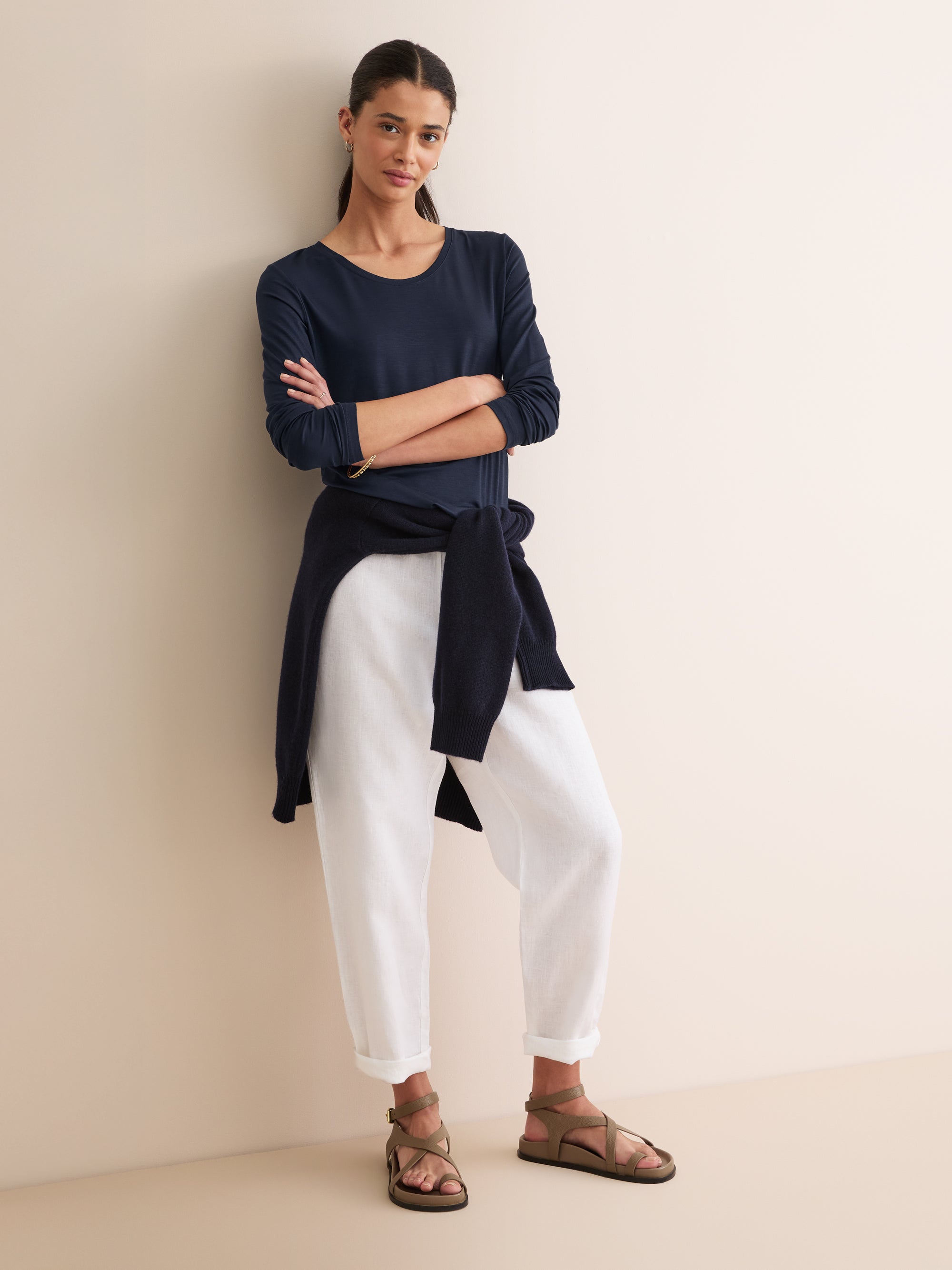 Women's Long Sleeve T-Shirt Lara Micro Modal Stretch Navy