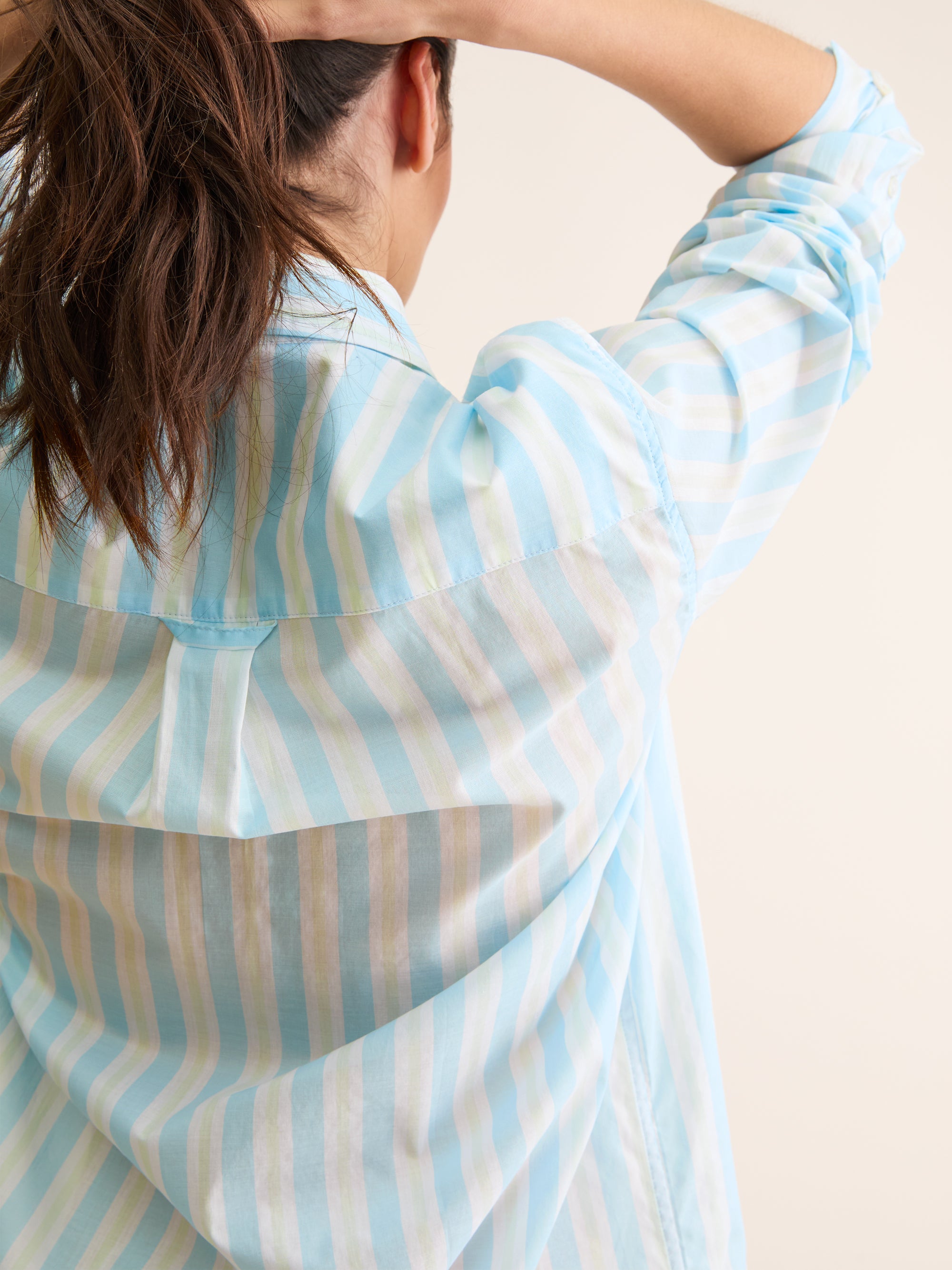 Women's Nightshirt Amalfi Cotton Batiste Aqua Blue Stripe