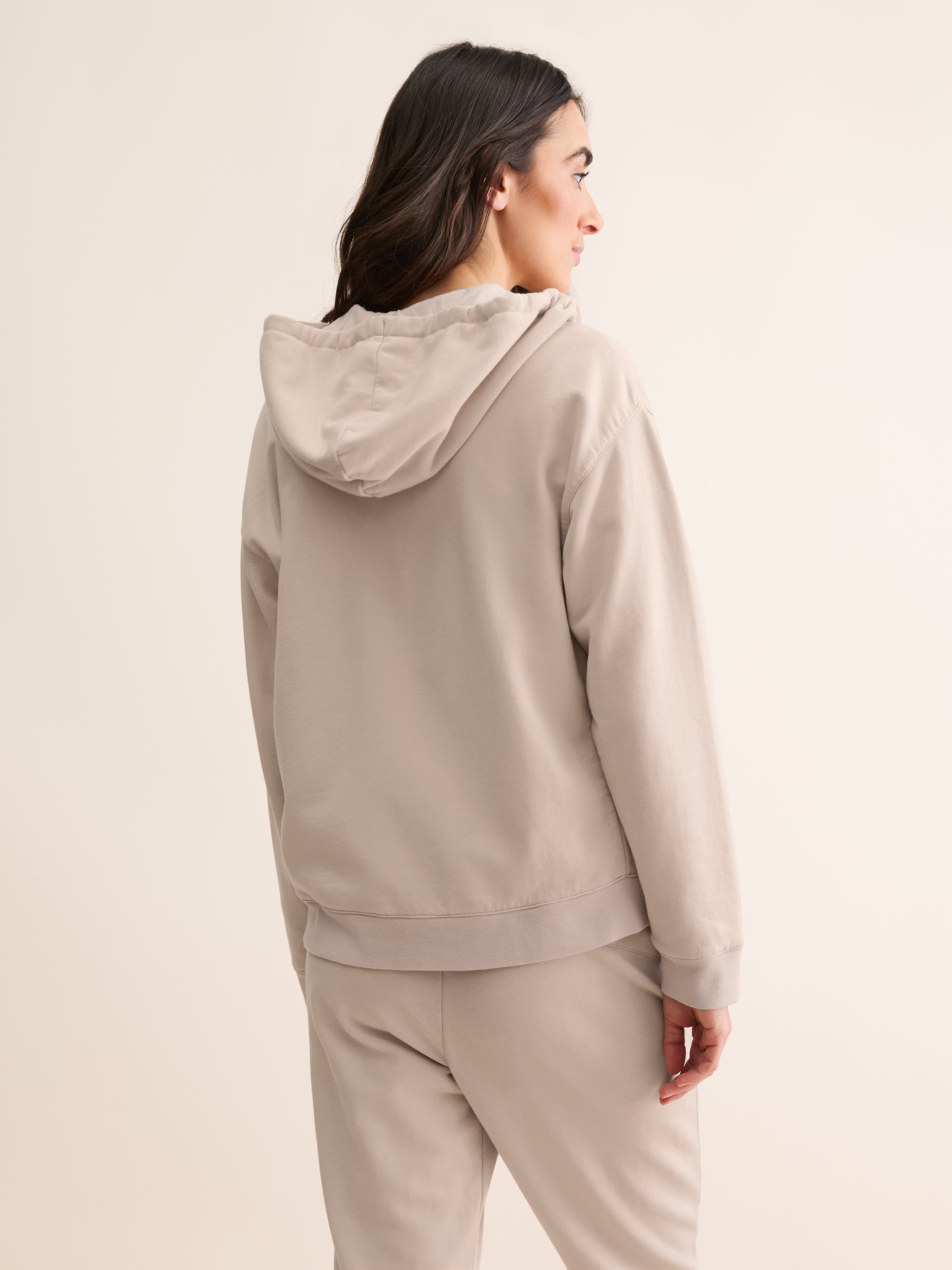 Women's Zip Up Hoodie Quinn Cotton Modal Beige Pink