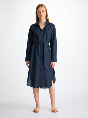 Women's Dress Sicily Linen Navy