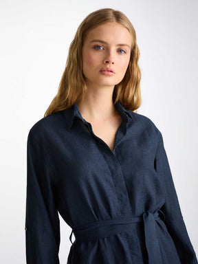 Women's Dress Sicily Linen Navy