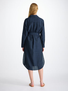 Women's Dress Sicily Linen Navy