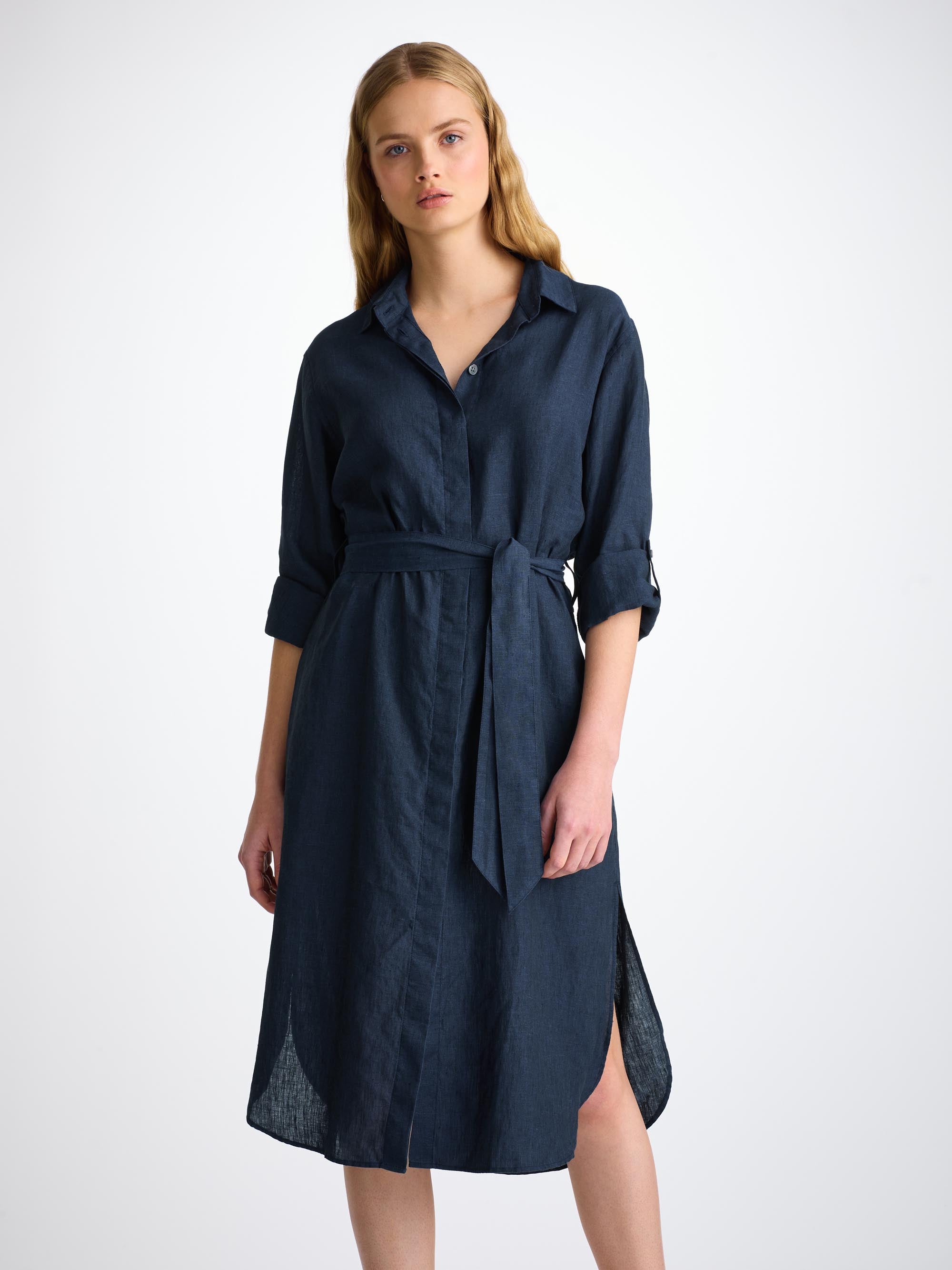 Women's Dress Sicily Linen Navy