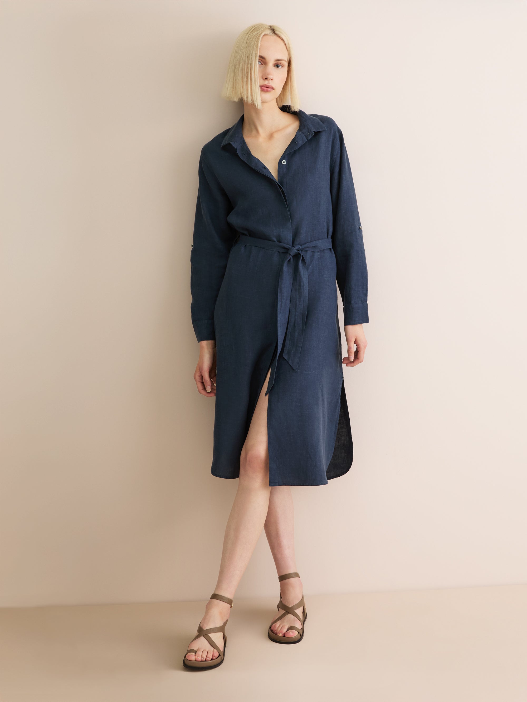 Women's Dress Sicily Linen Navy