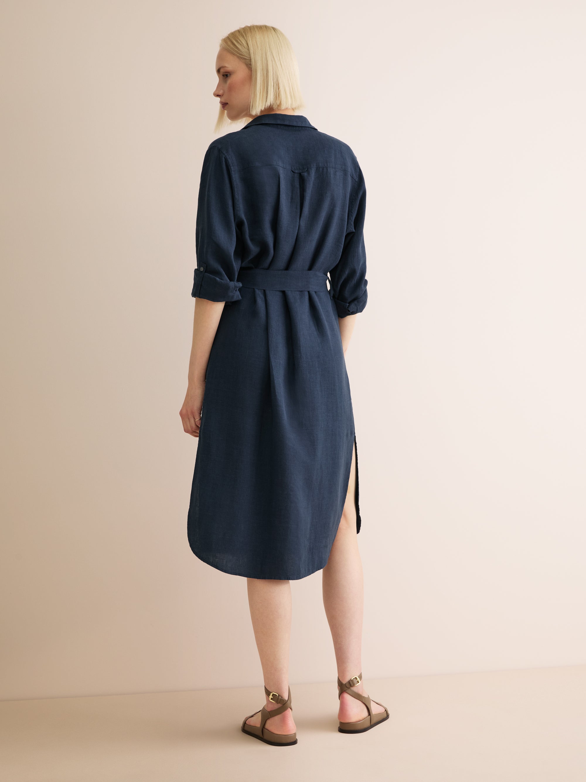 Women's Dress Sicily Linen Navy