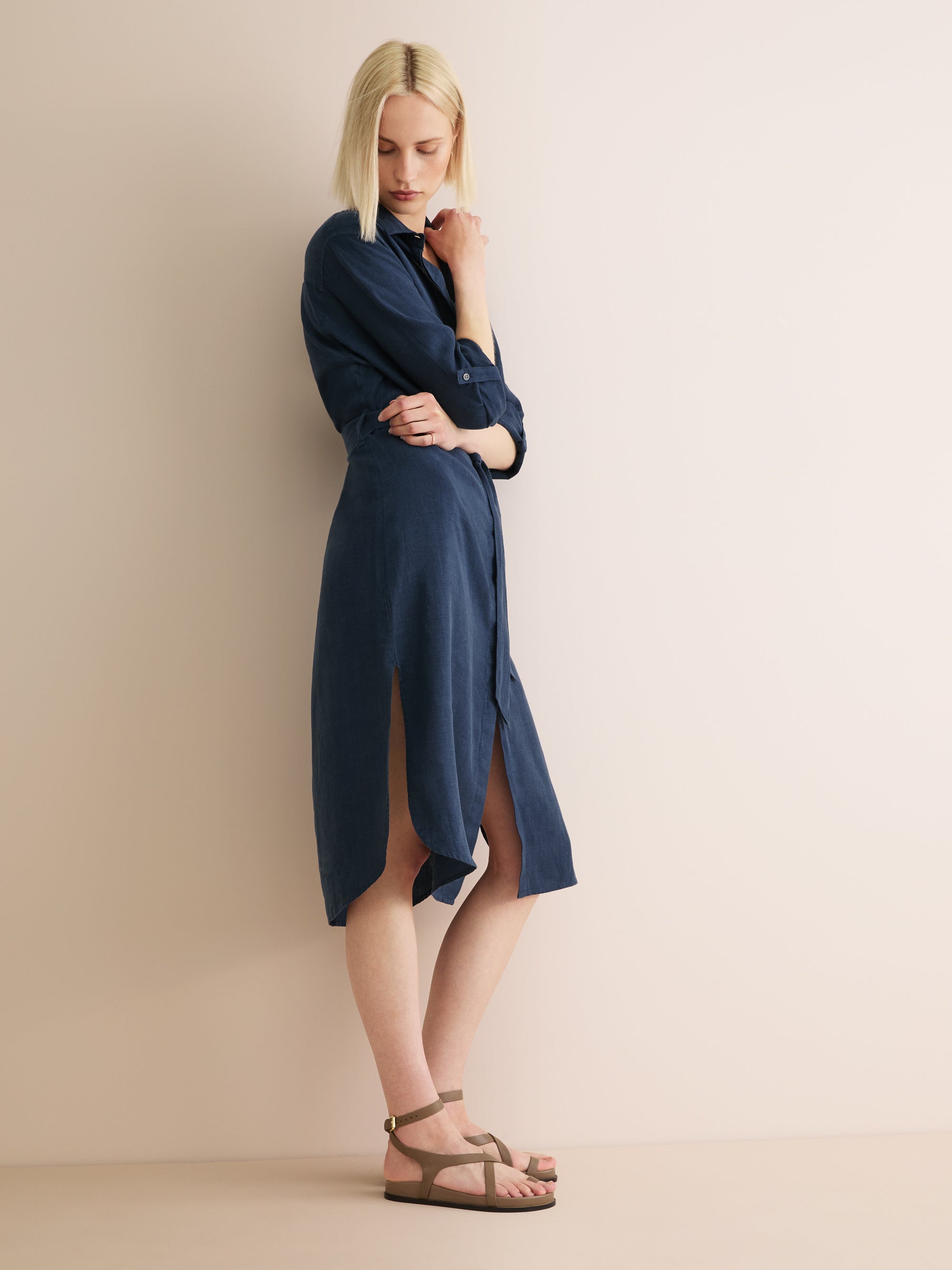 Women's Dress Sicily Linen Navy