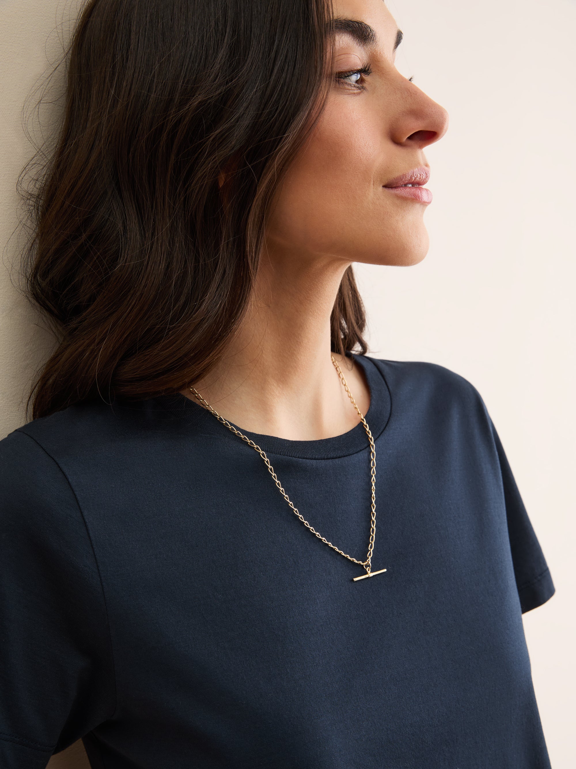 Women's Crew Neck T-Shirt Cotton Navy Blue