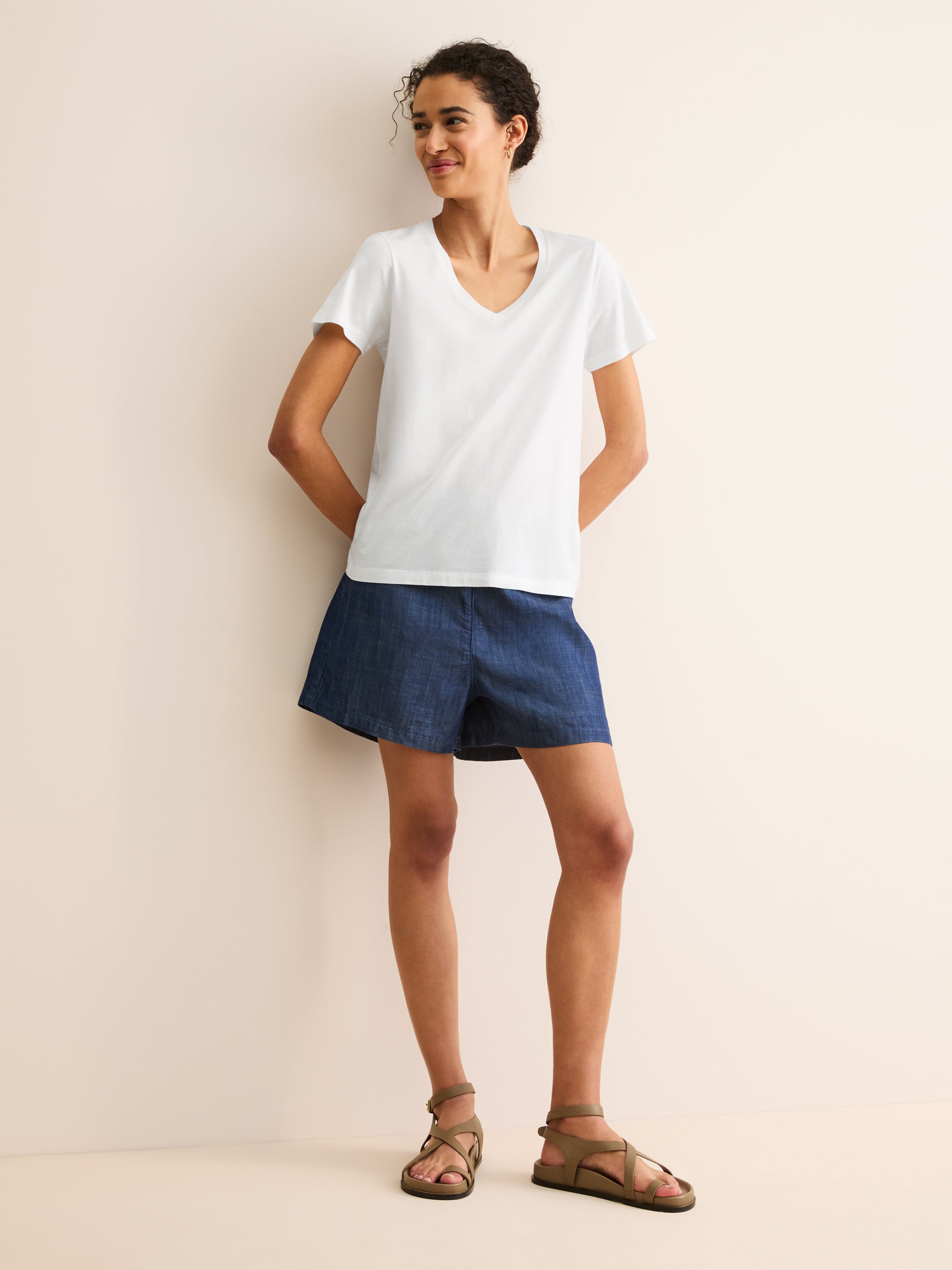 Women's V-Neck T-Shirt Cotton White