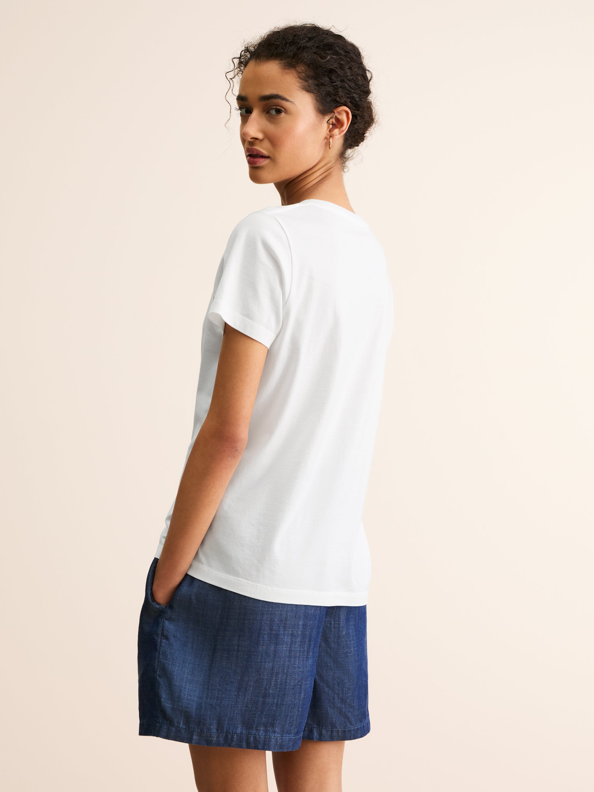 Women's V-Neck T-Shirt Cotton White