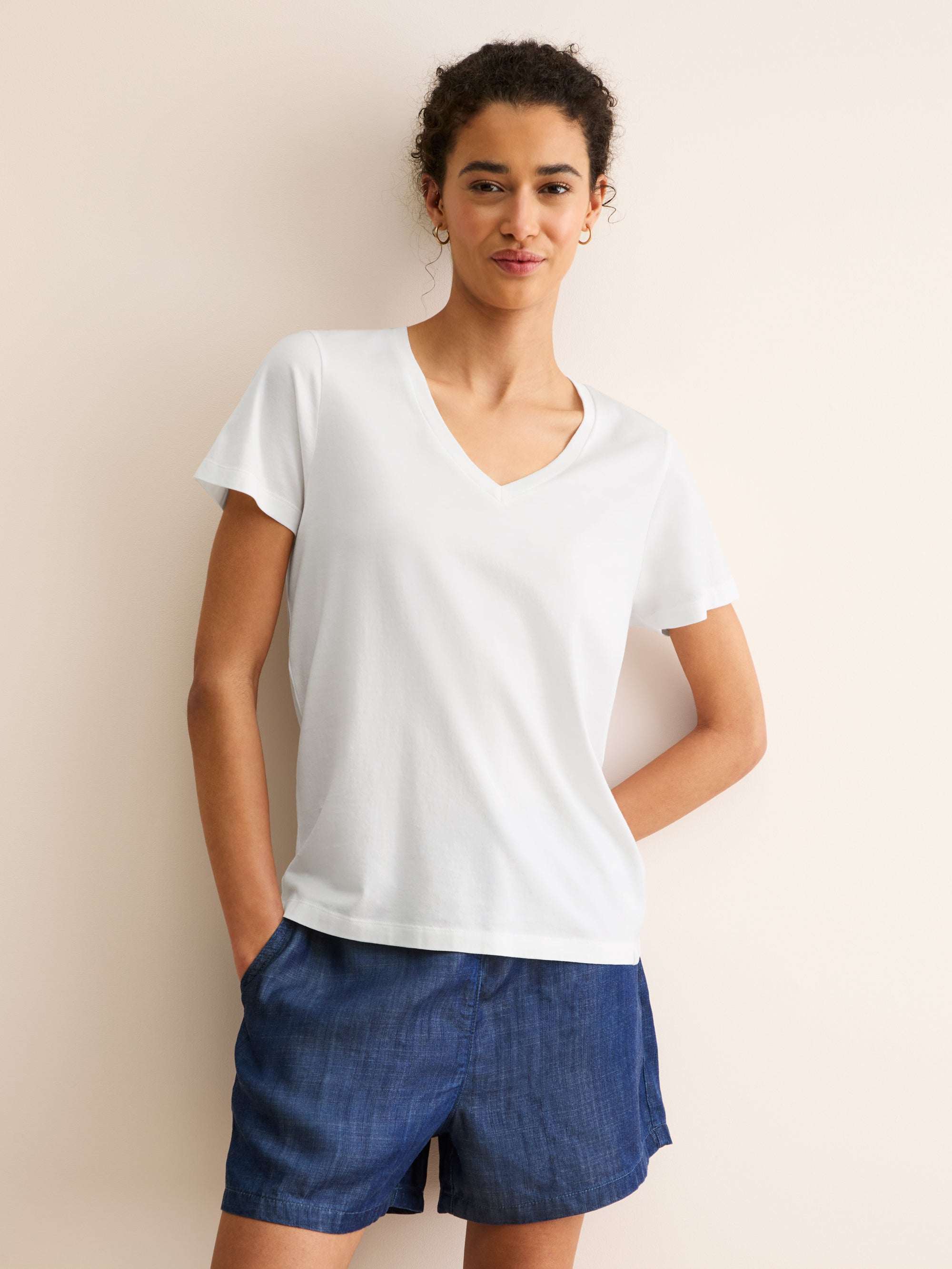 Women's V-Neck T-Shirt Cotton White