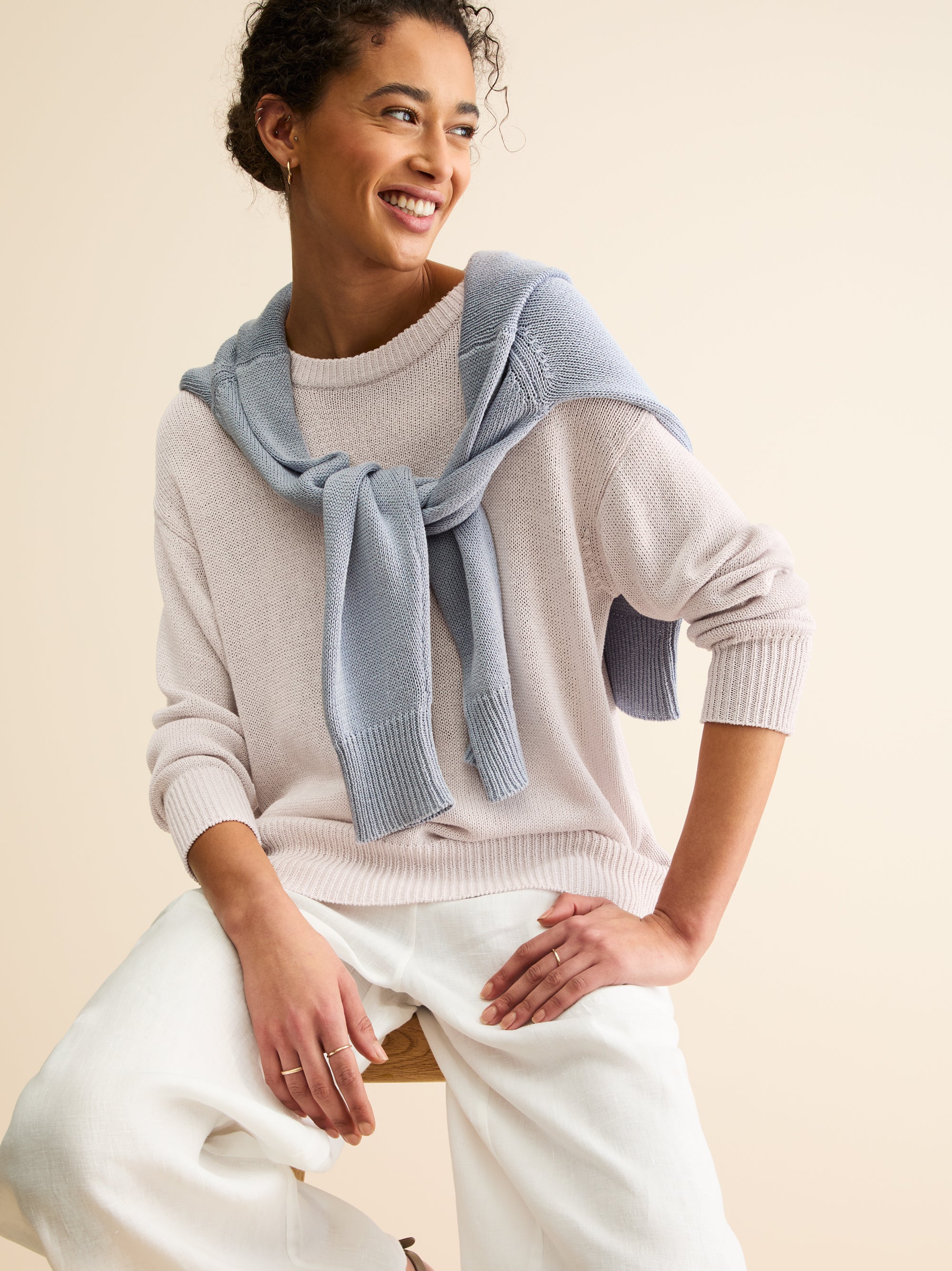 Women's Sweater Delphine Silk Linen Silver Pink