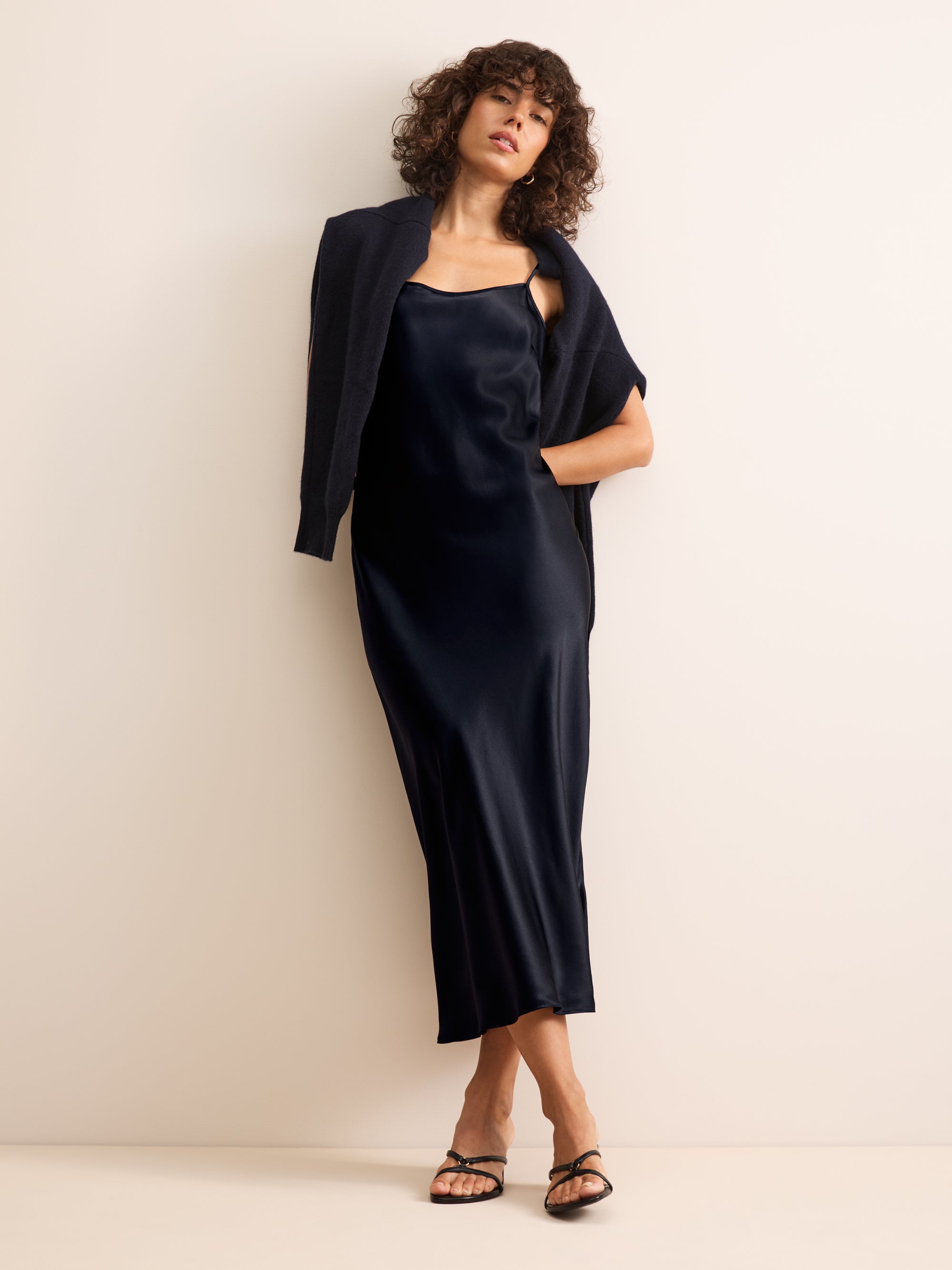 Bailey Silk Slip Nightdress Navy Blue