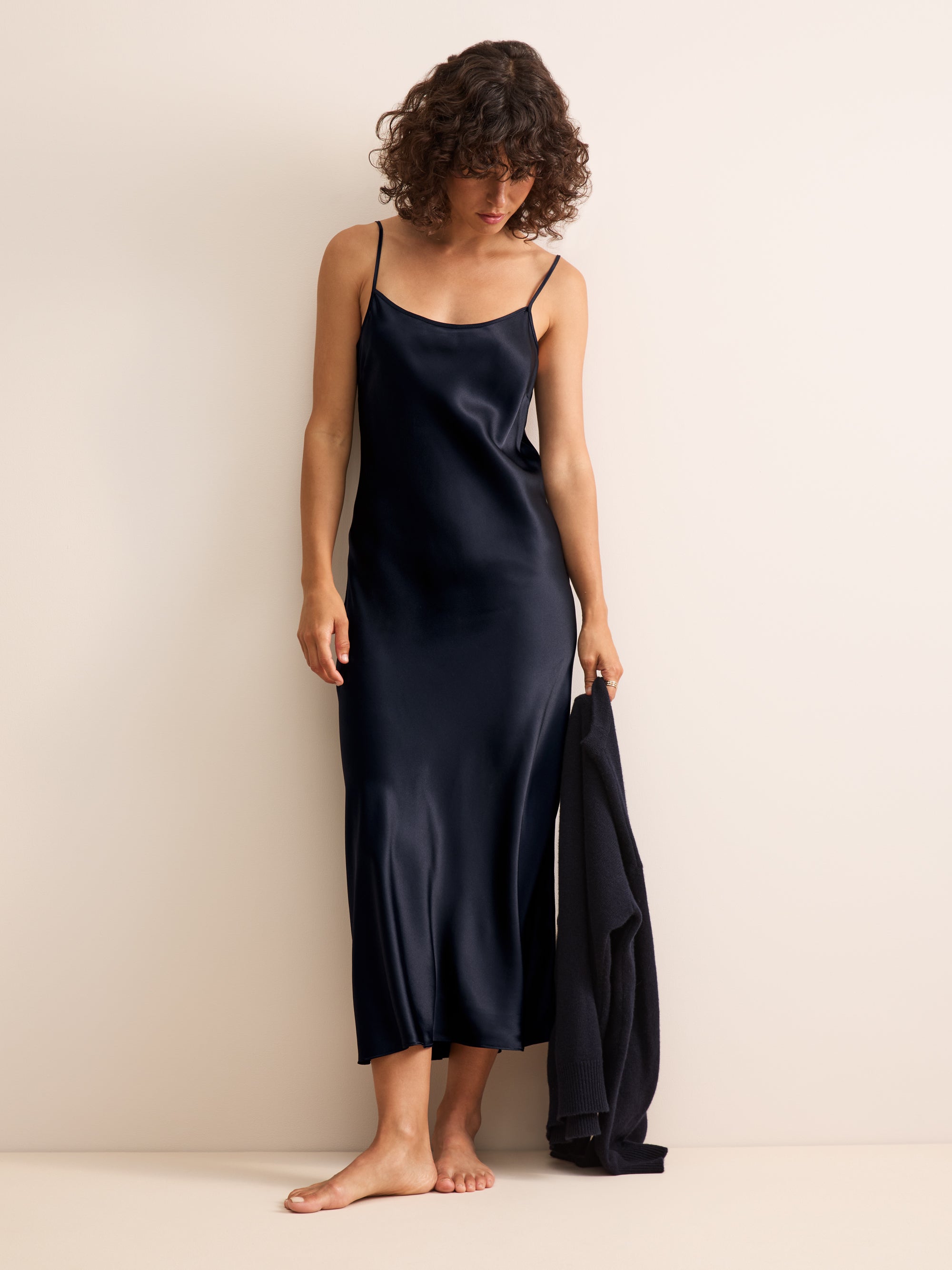 Bailey Silk Slip Nightdress Navy Blue