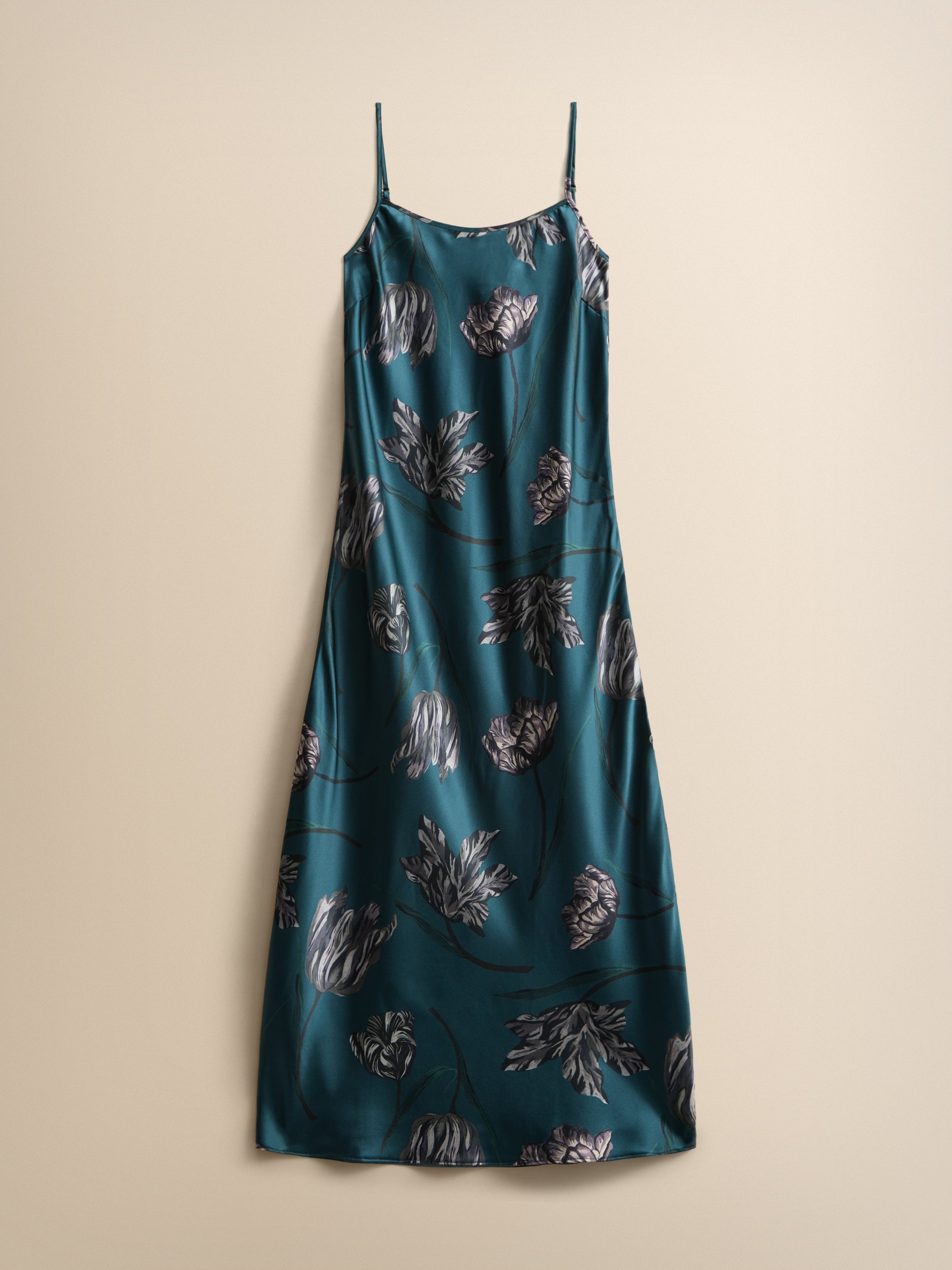 Brindisi Silk Slip Nightdress Teal & Grey Tulip