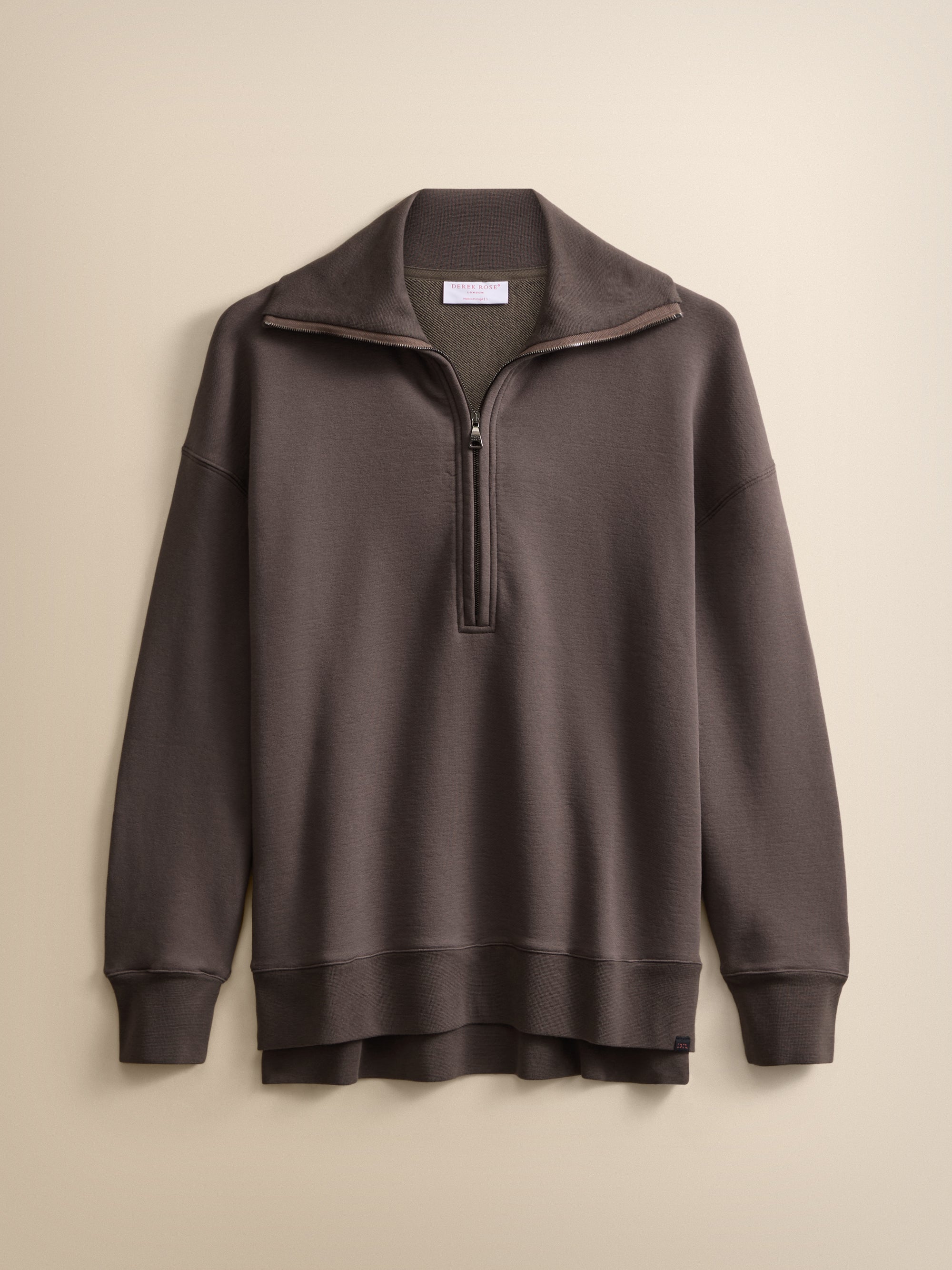 Harley Cotton Modal Half-Zip Sweatshirt Espresso Brown