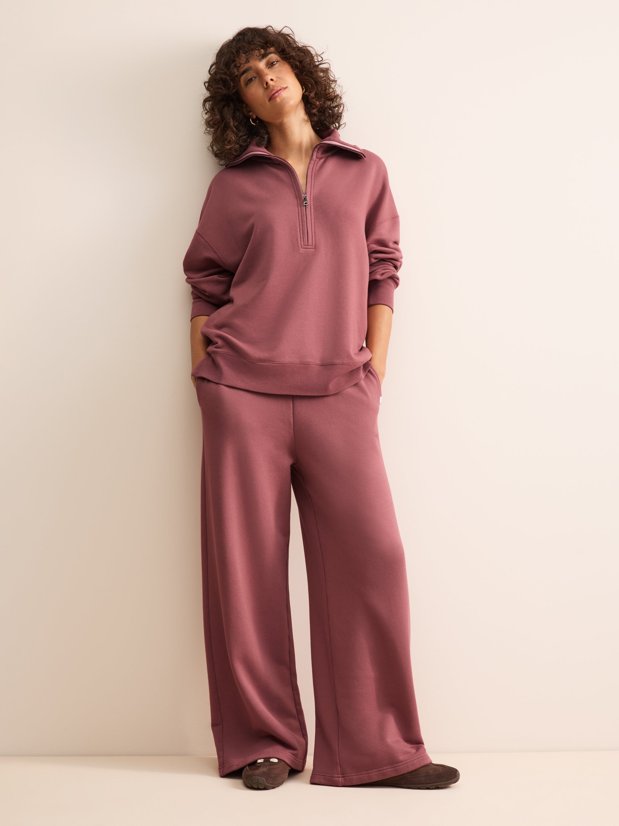 Harley Cotton Modal Half-Zip Sweatshirt Dusty Rose