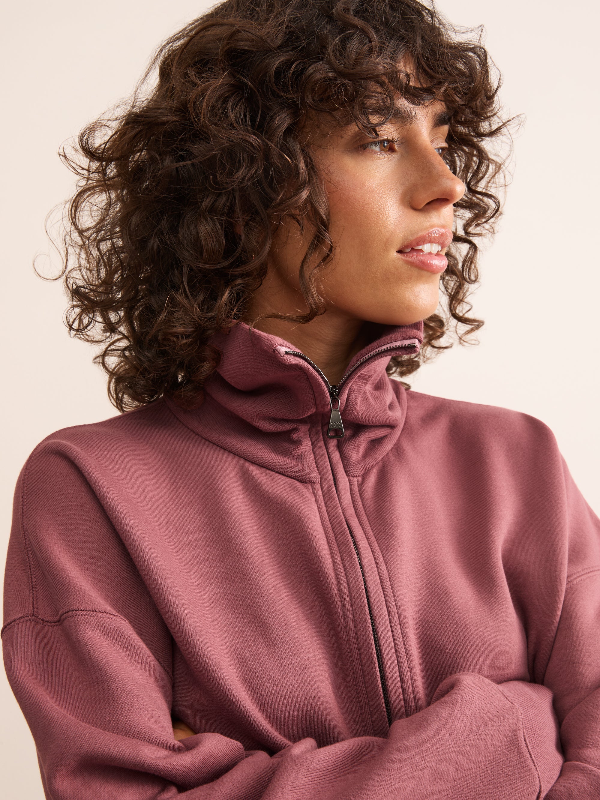 Harley Cotton Modal Half-Zip Sweatshirt Dusty Rose