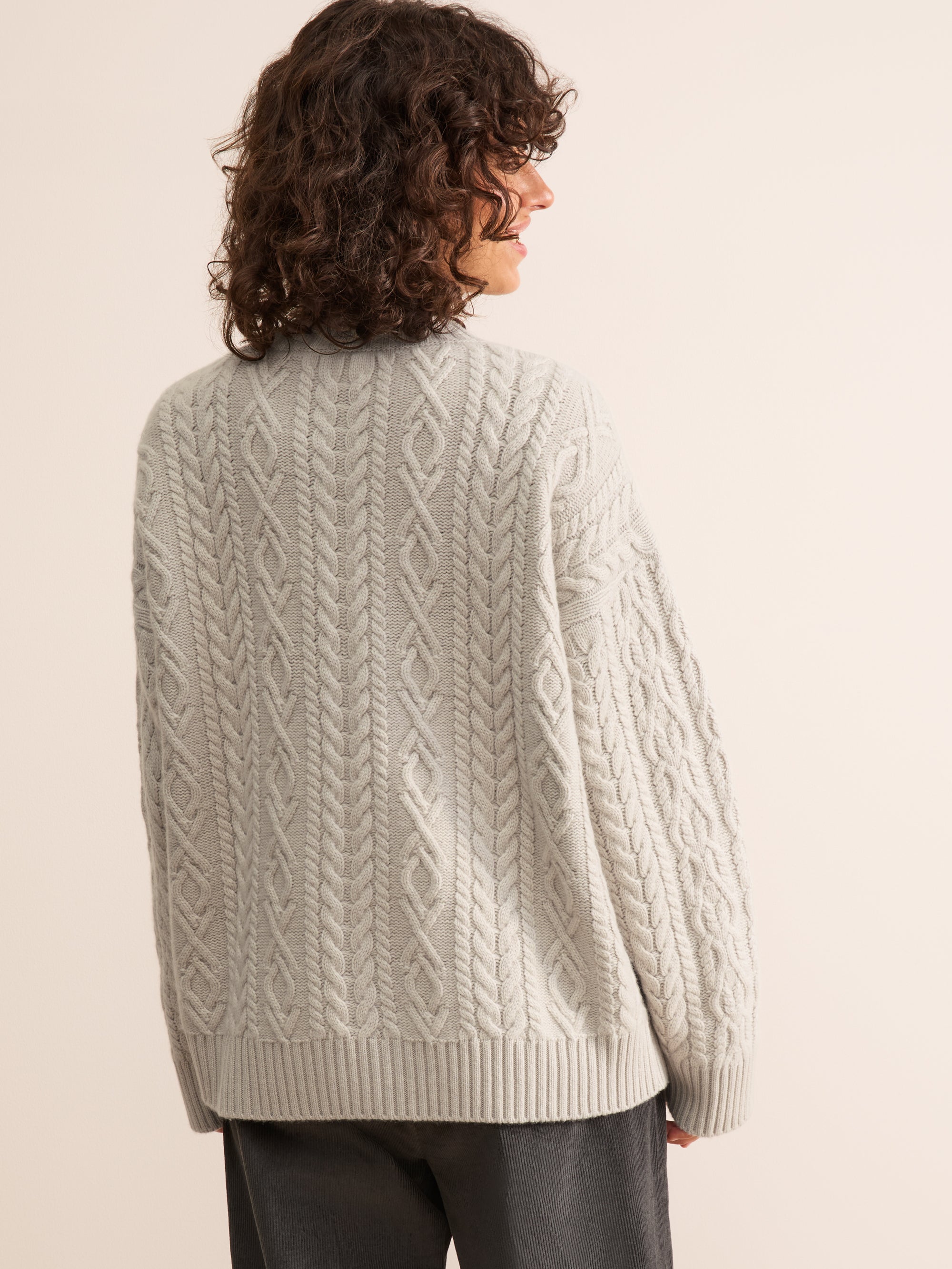 Astrid Cashmere Cable Knit Sweater Mist Gray