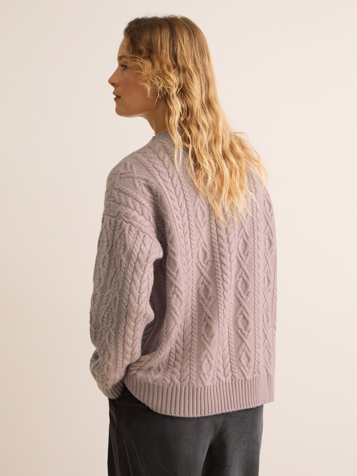 Astrid Cashmere Cable Knit Sweater Dusty Pink