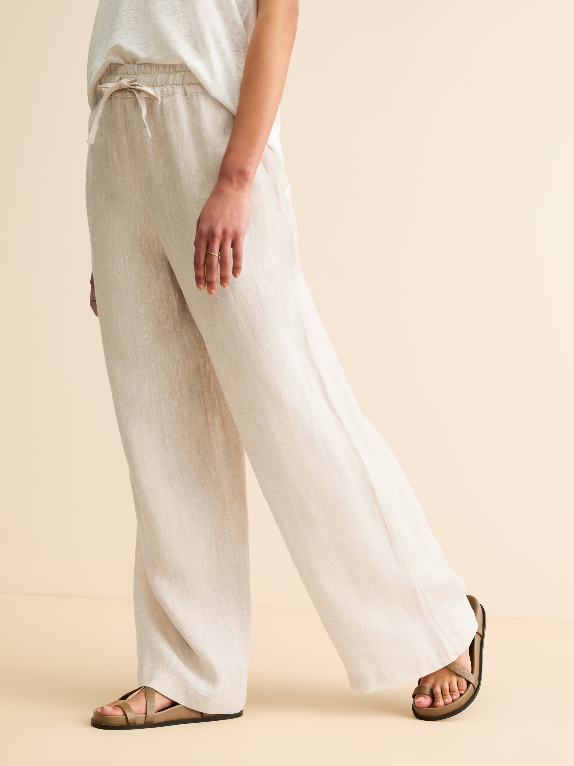 Women's Wide Leg Trousers Sicily Linen Sand
