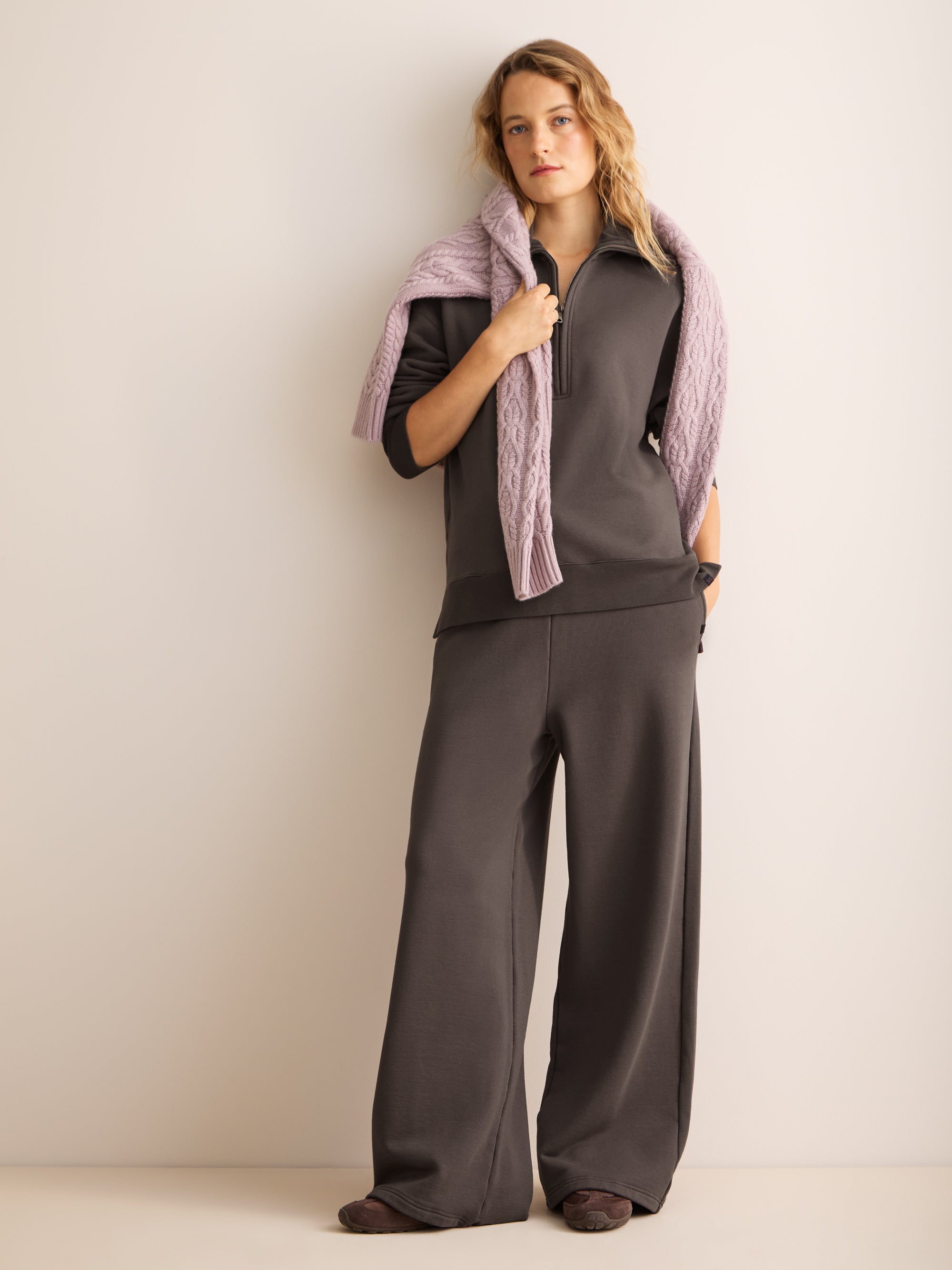 Harley Cotton Modal Wide Leg Sweatpants Espresso Brown