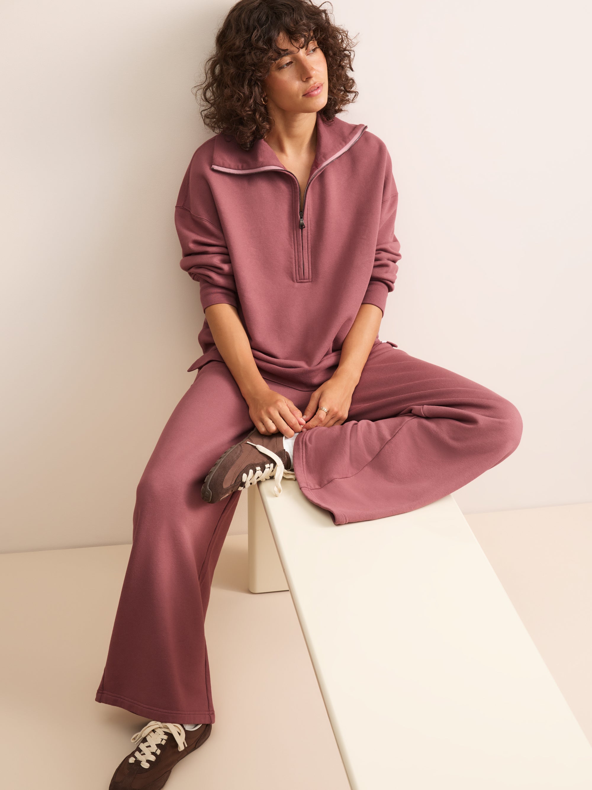 Harley Cotton Modal Wide Leg Sweatpants Dusty Rose