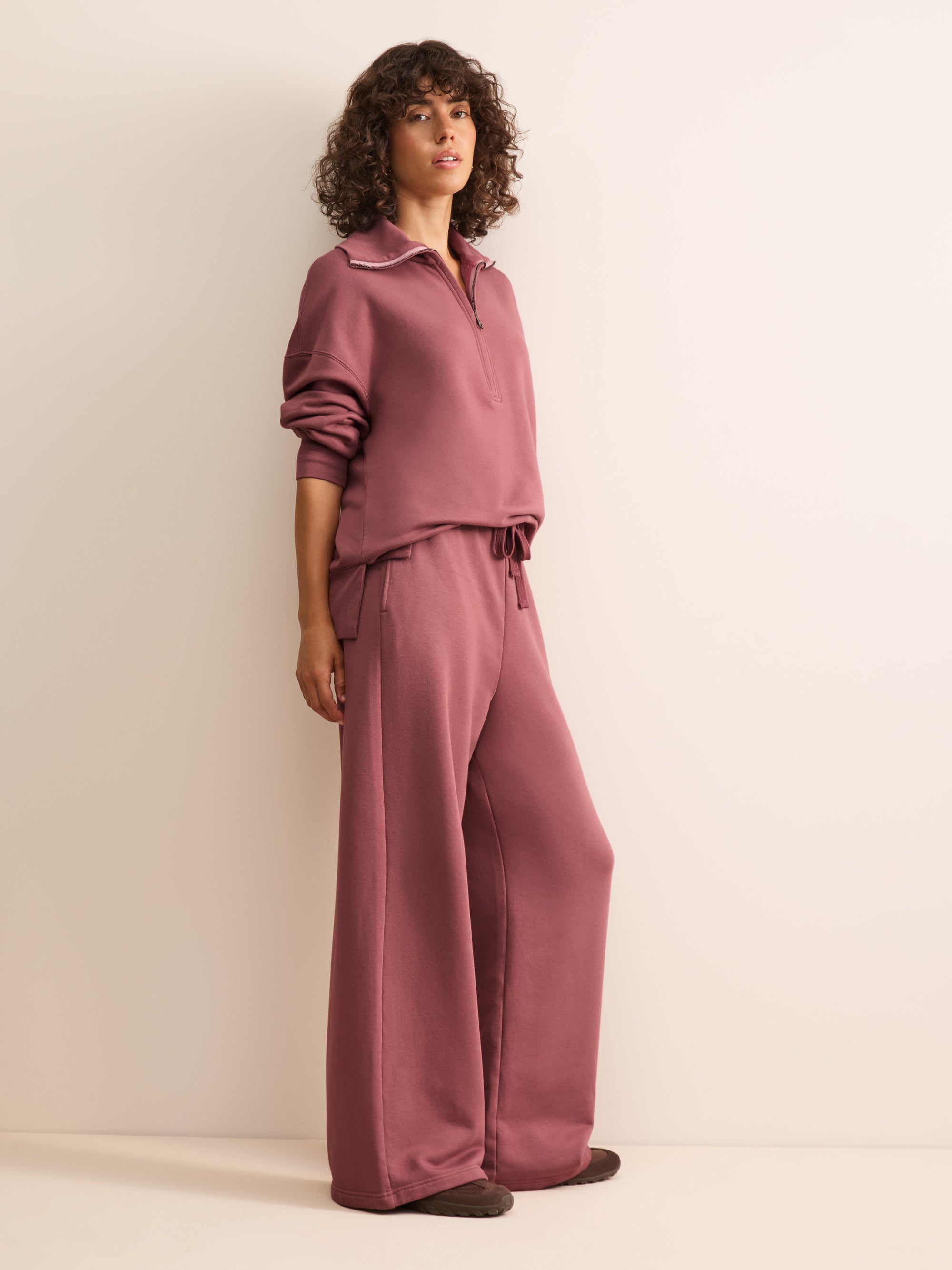 Harley Cotton Modal Wide Leg Sweatpants Dusty Rose