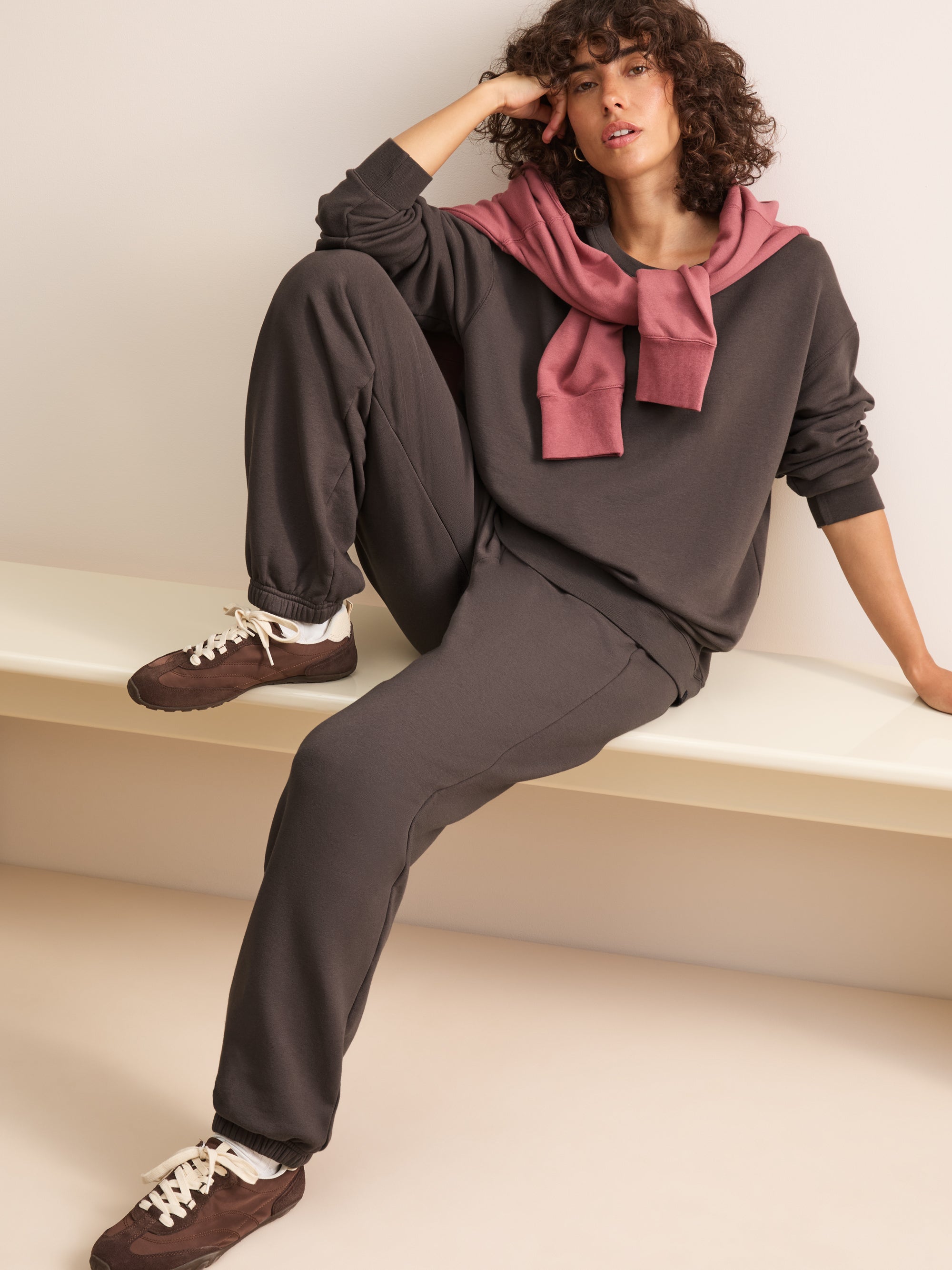 Harley Cotton Modal Cuffed Sweatpants Espresso Brown