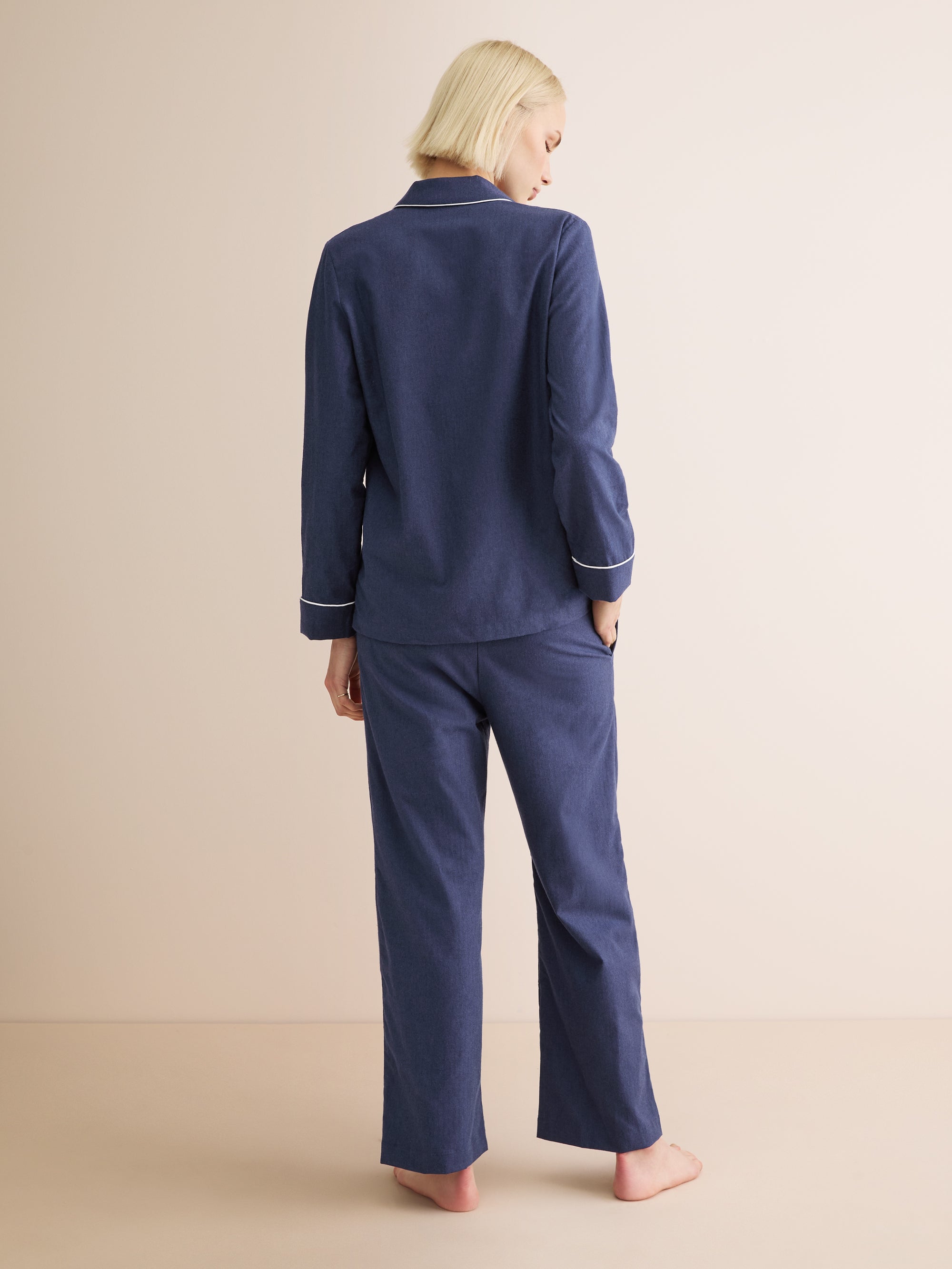 Women's Pyjamas Balmoral 3 Brushed Cotton Navy