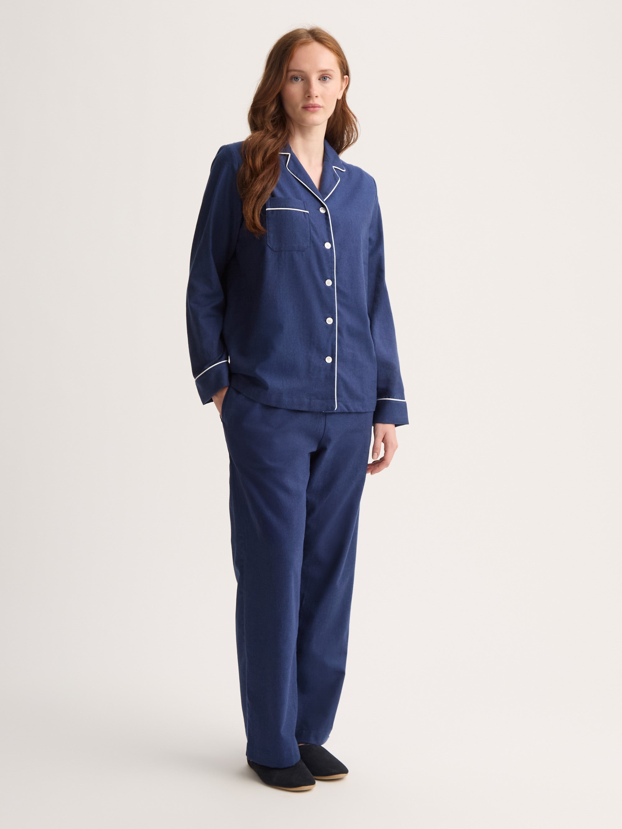 Balmoral Brushed Cotton Navy Women's Pyjamas Derek Rose