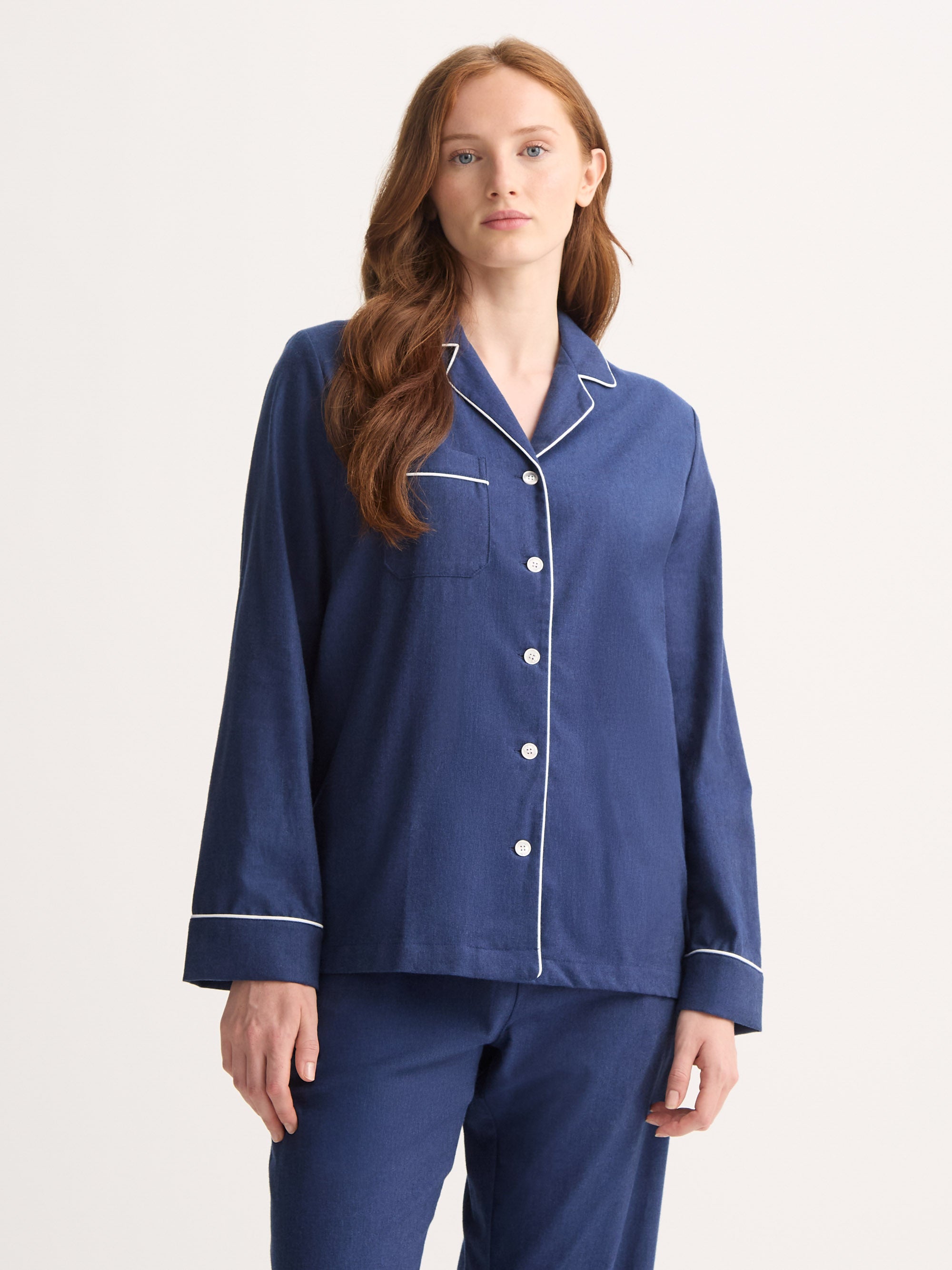 Women's Pajamas Balmoral 3 Brushed Cotton Navy