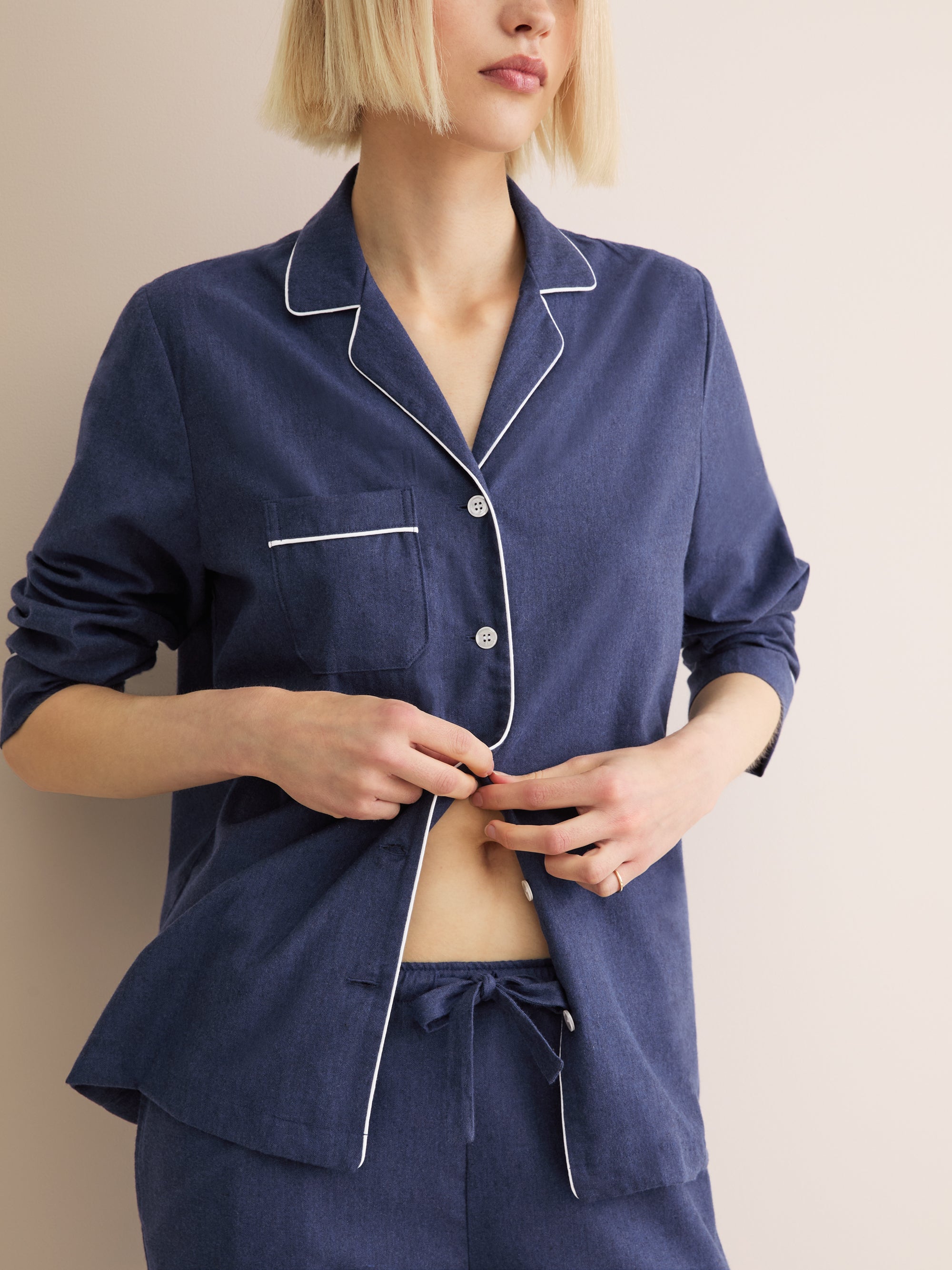 Women's Pyjamas Balmoral 3 Brushed Cotton Navy